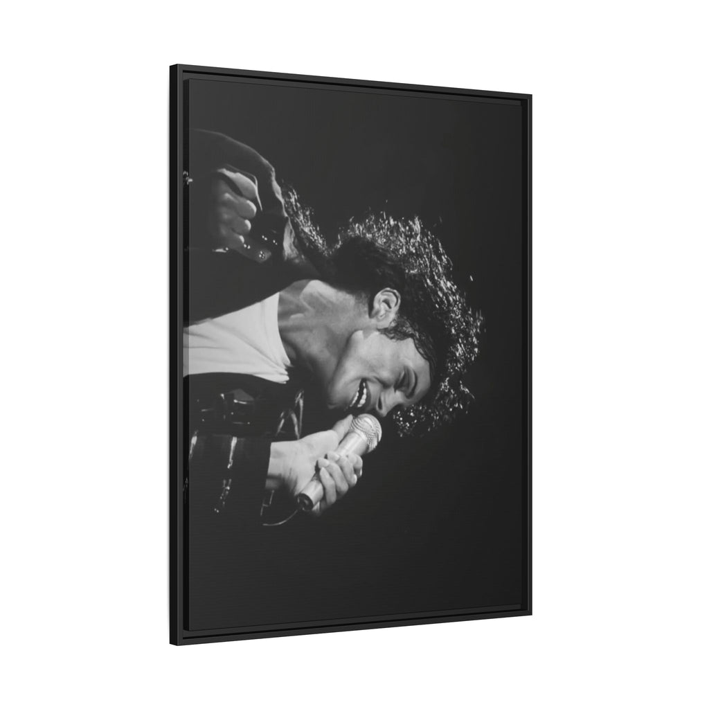 Black & White Rock Singer Matte Canvas Print (Framed)