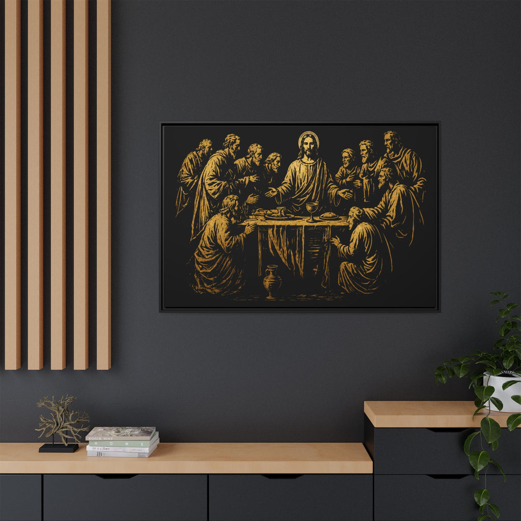 Framed Matte Canvas - The Last Supper Gold Illustration
