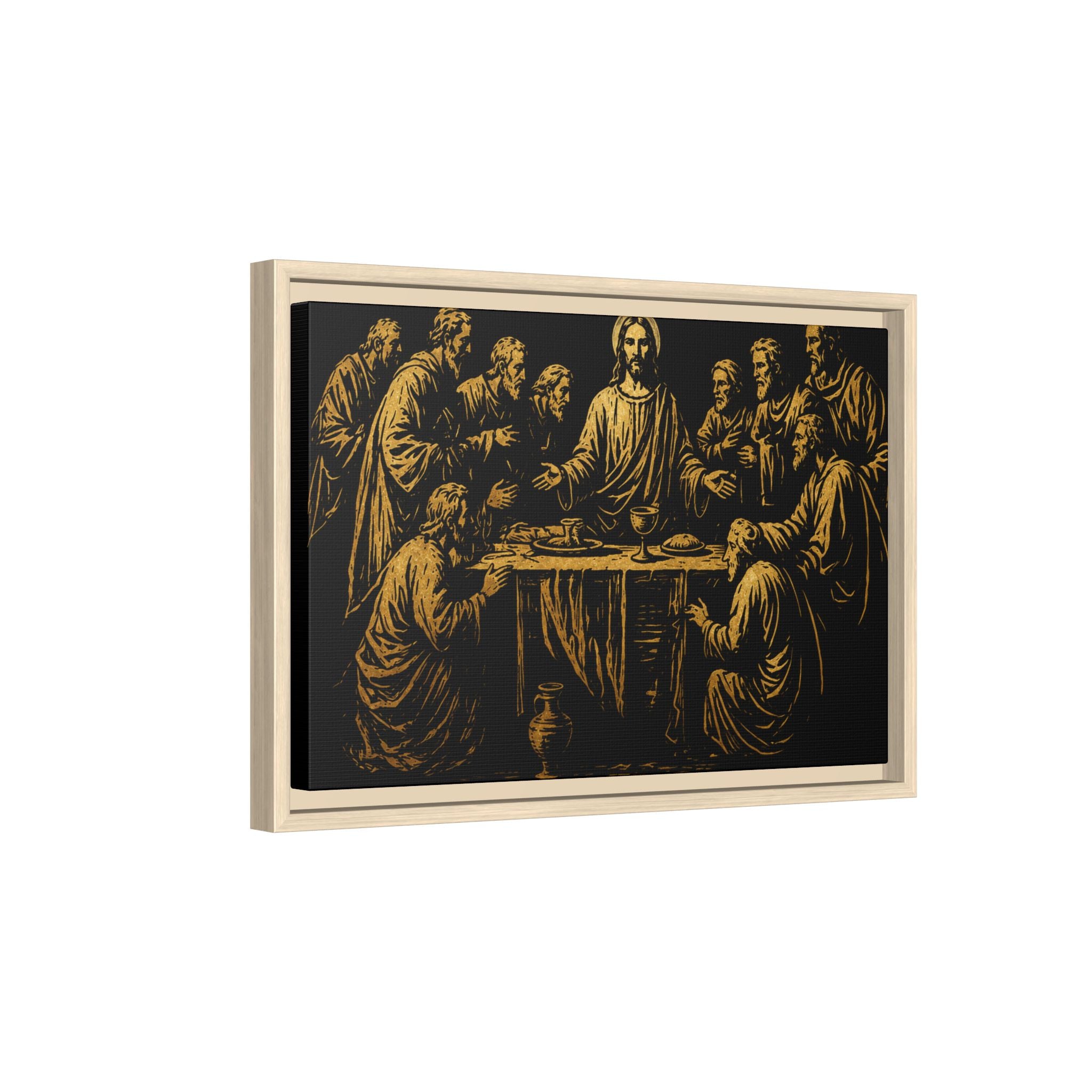 Framed Matte Canvas - The Last Supper Gold Illustration