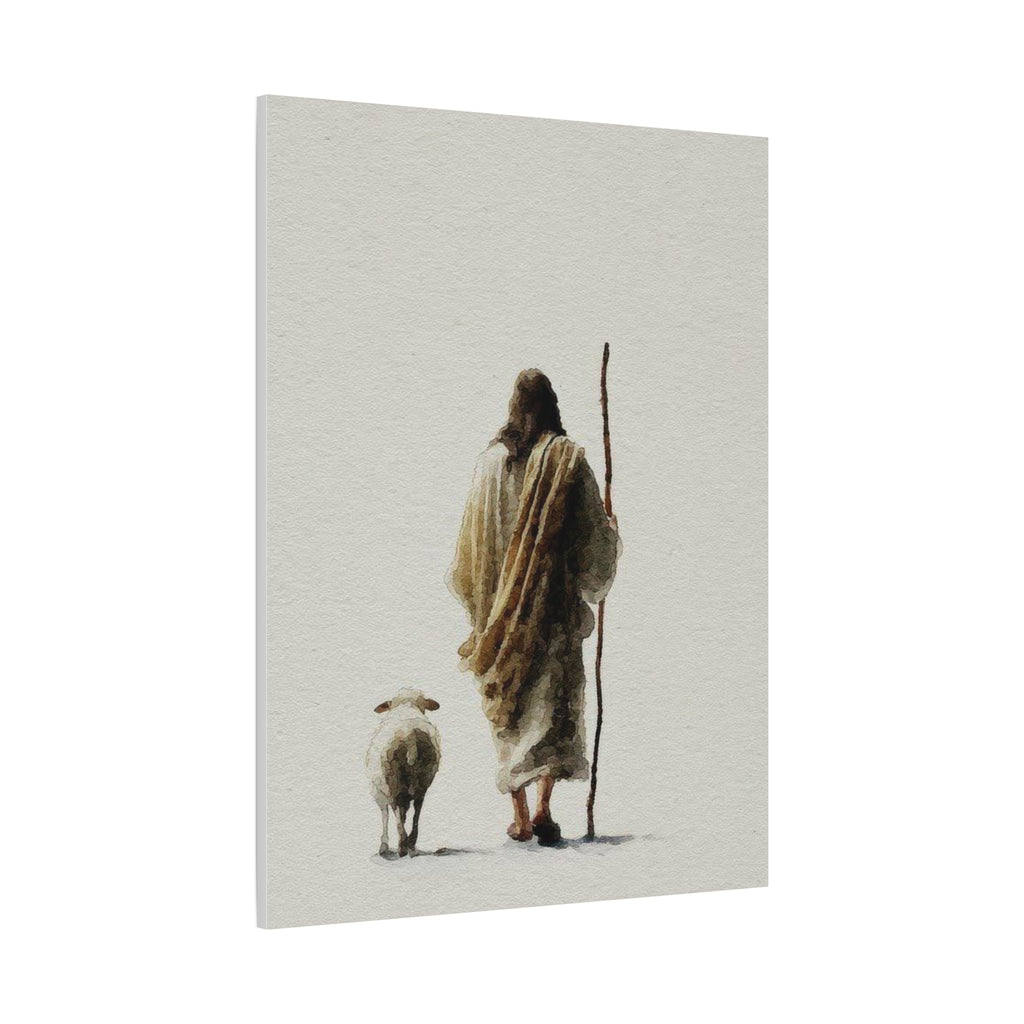 Christian Shepherd Canvas Print – Jesus With Lamb Matte Stretched Wall Art