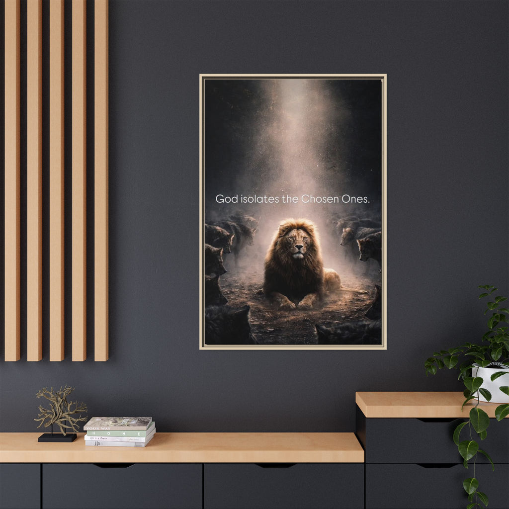 Lion Wall Art - "God Isolate The Chosen Ones" Matte Canvas Framed