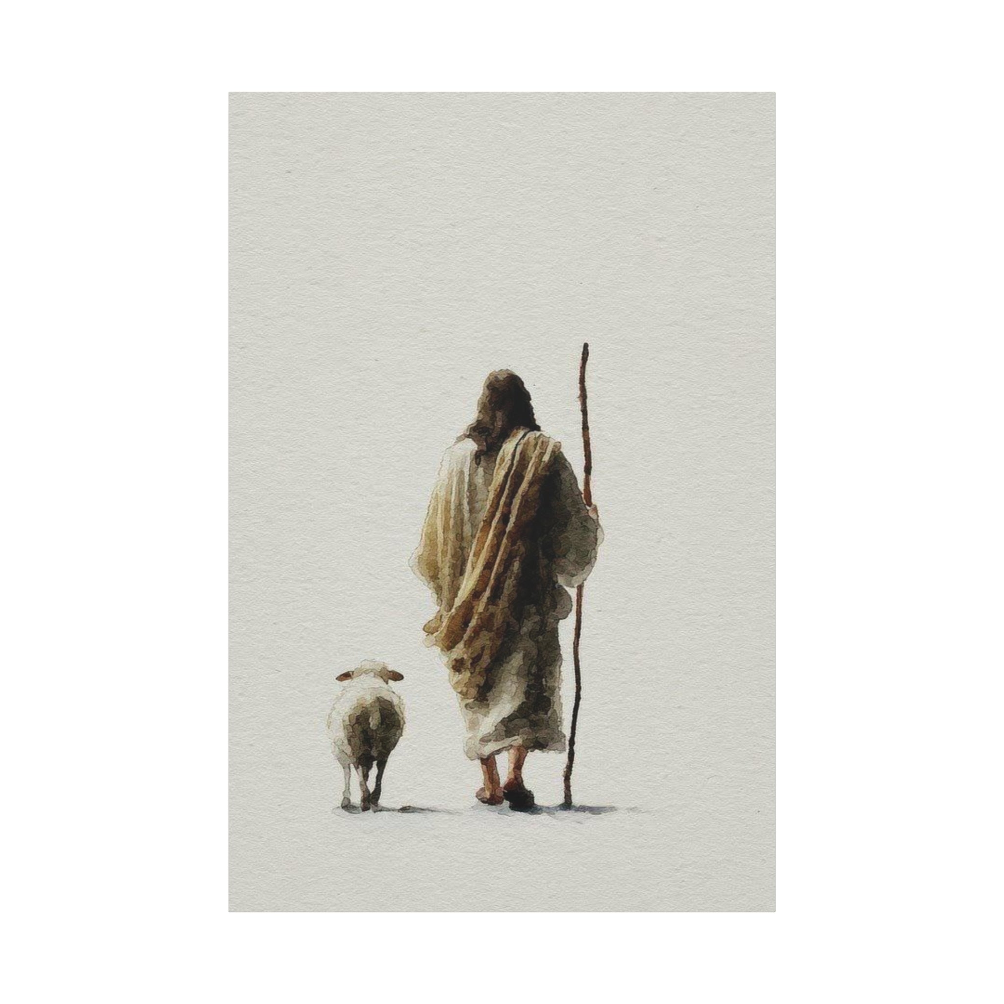 Christian Shepherd Canvas Print – Jesus With Lamb Matte Stretched Wall Art