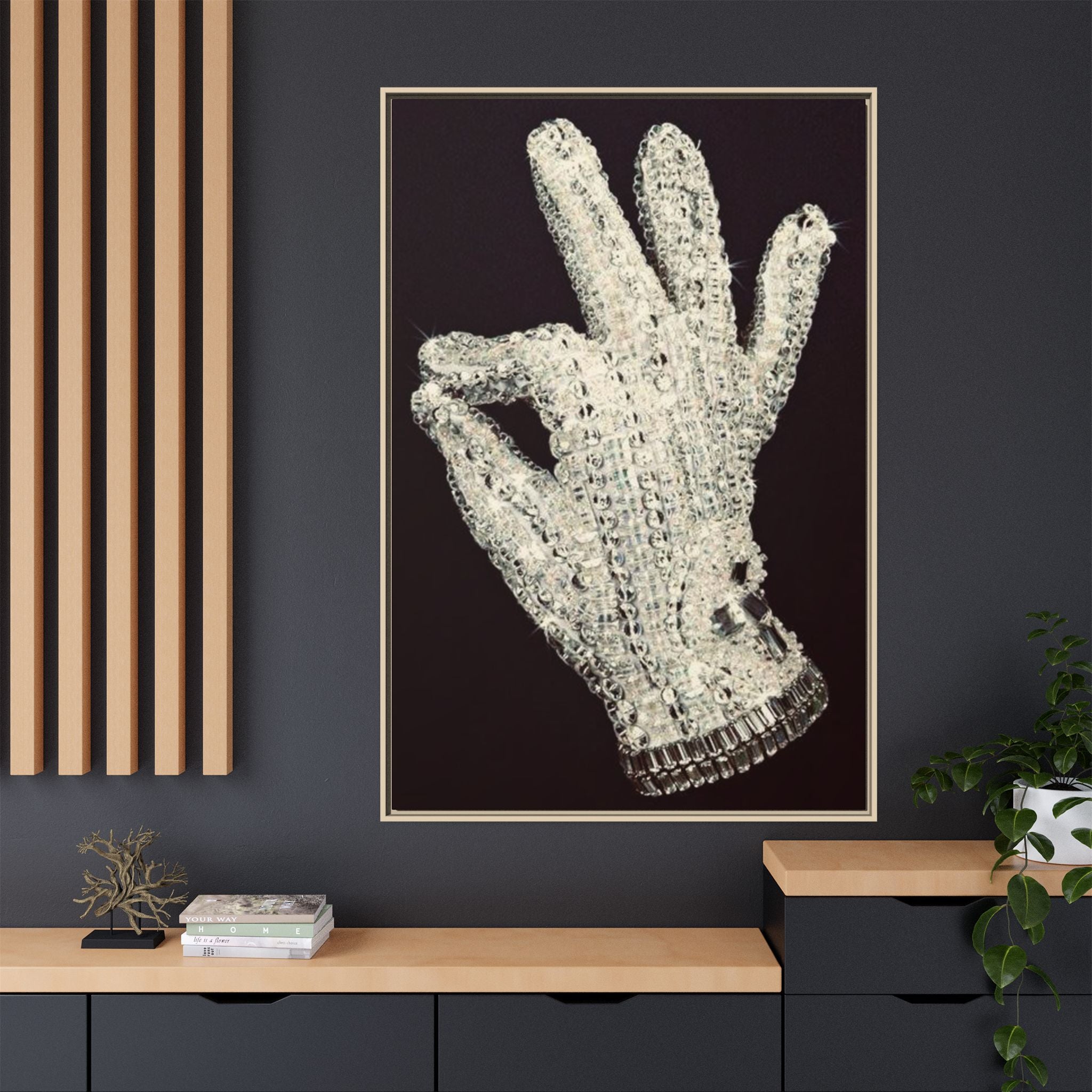 Framed Art - Crystal Glove on Black Matte Canvas