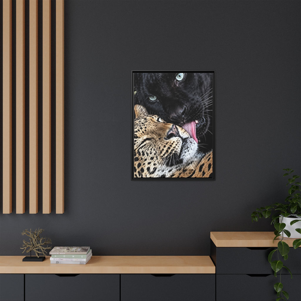Big Cat Portrait Matte Canvas Framed — 'Perfect' Love-Themed Multi-Color Wall Art