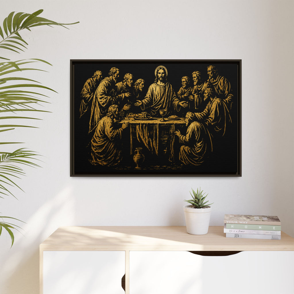 Framed Matte Canvas - The Last Supper Gold Illustration