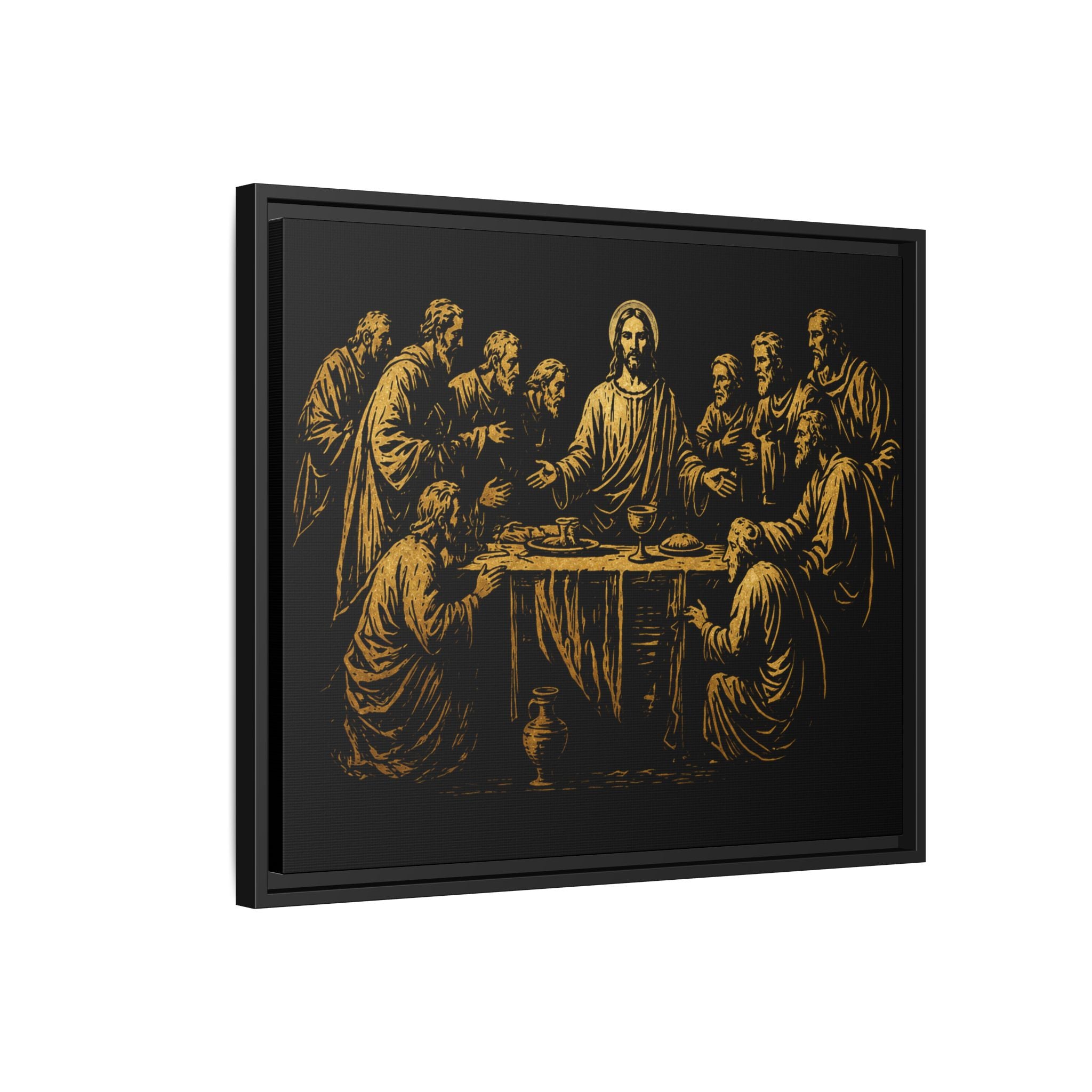 Framed Matte Canvas - The Last Supper Gold Illustration