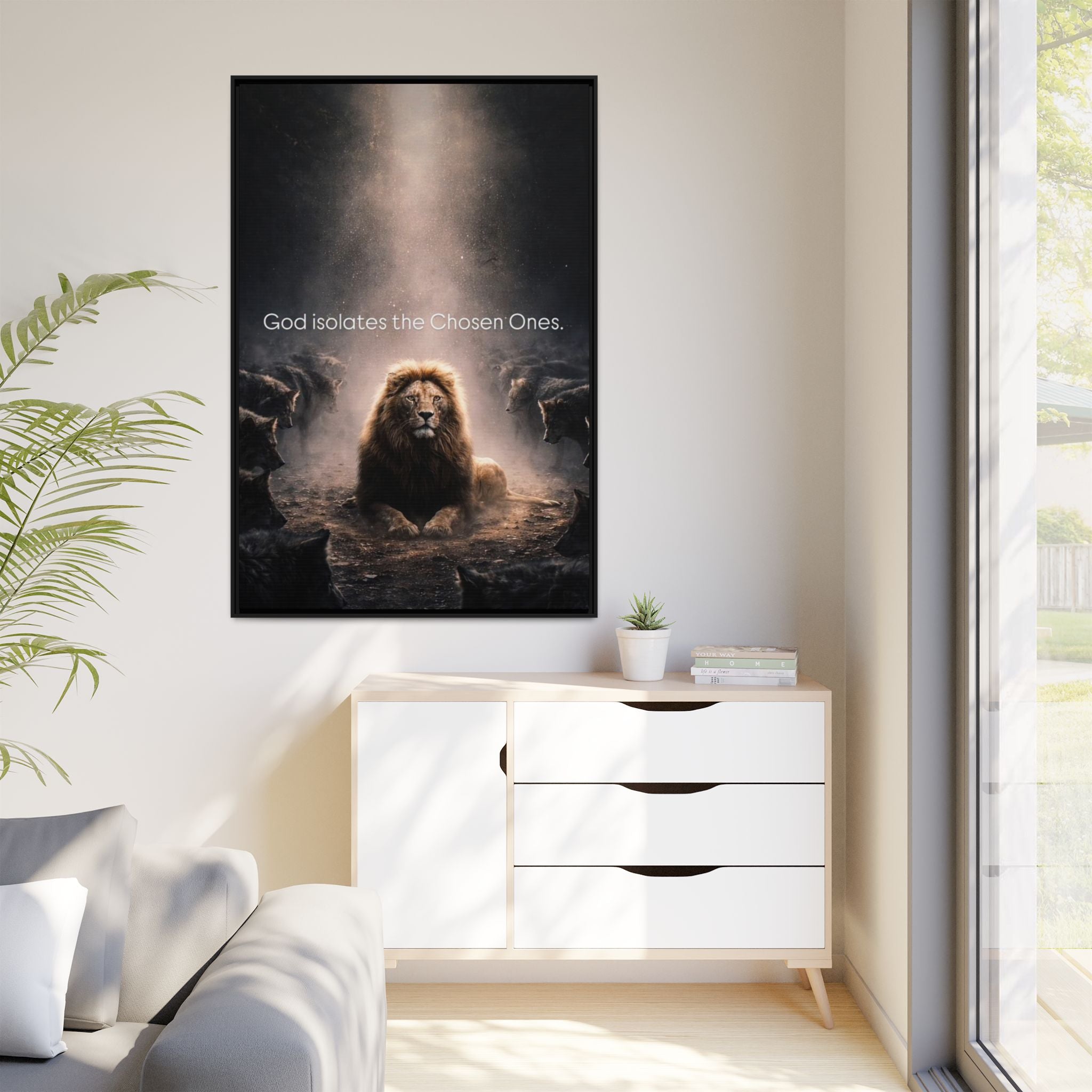 Lion Wall Art - "God Isolate The Chosen Ones" Matte Canvas Framed