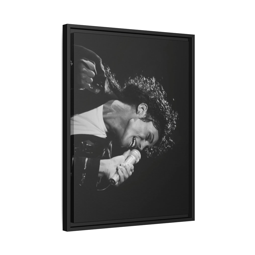 Black & White Rock Singer Matte Canvas Print (Framed)