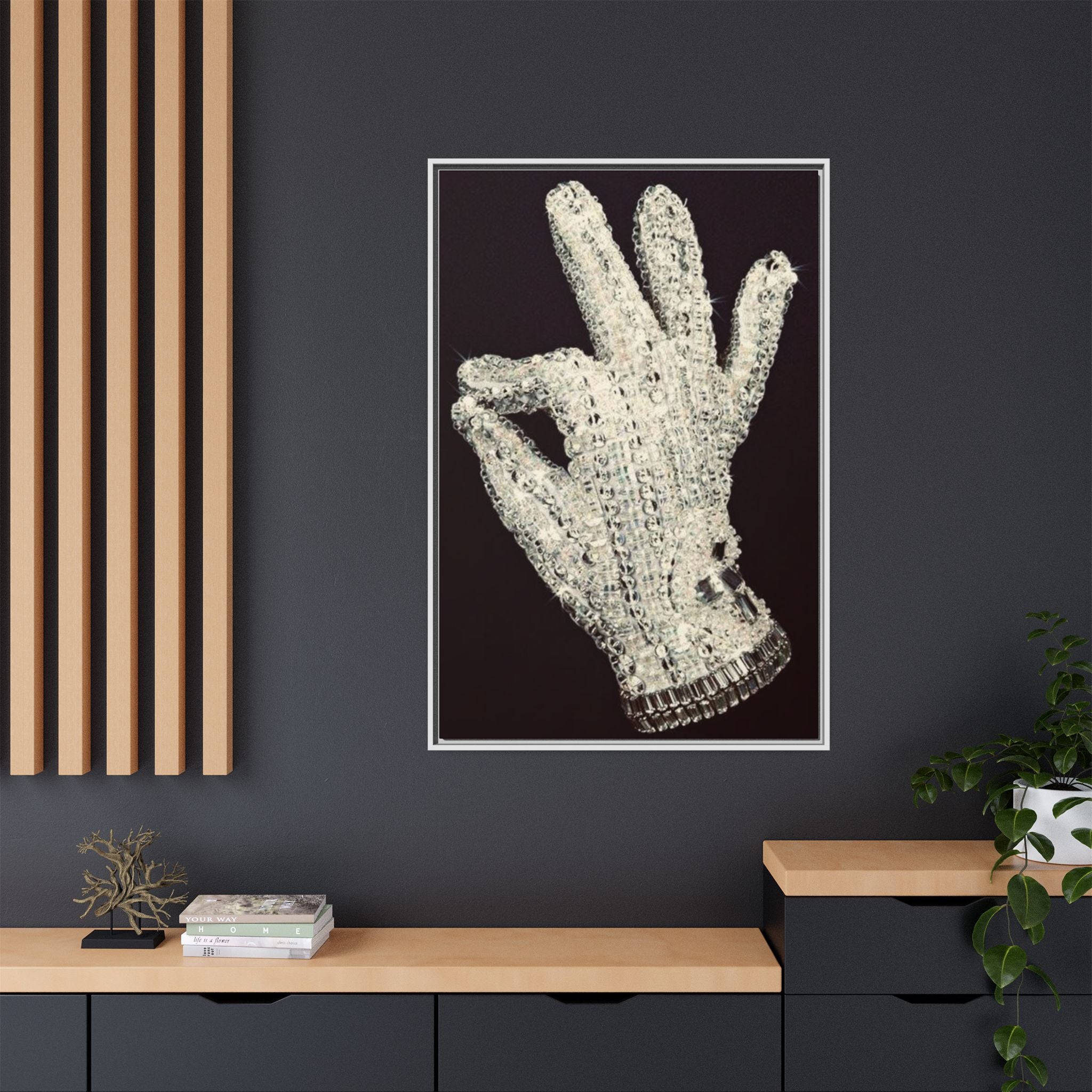 Framed Art - Crystal Glove on Black Matte Canvas