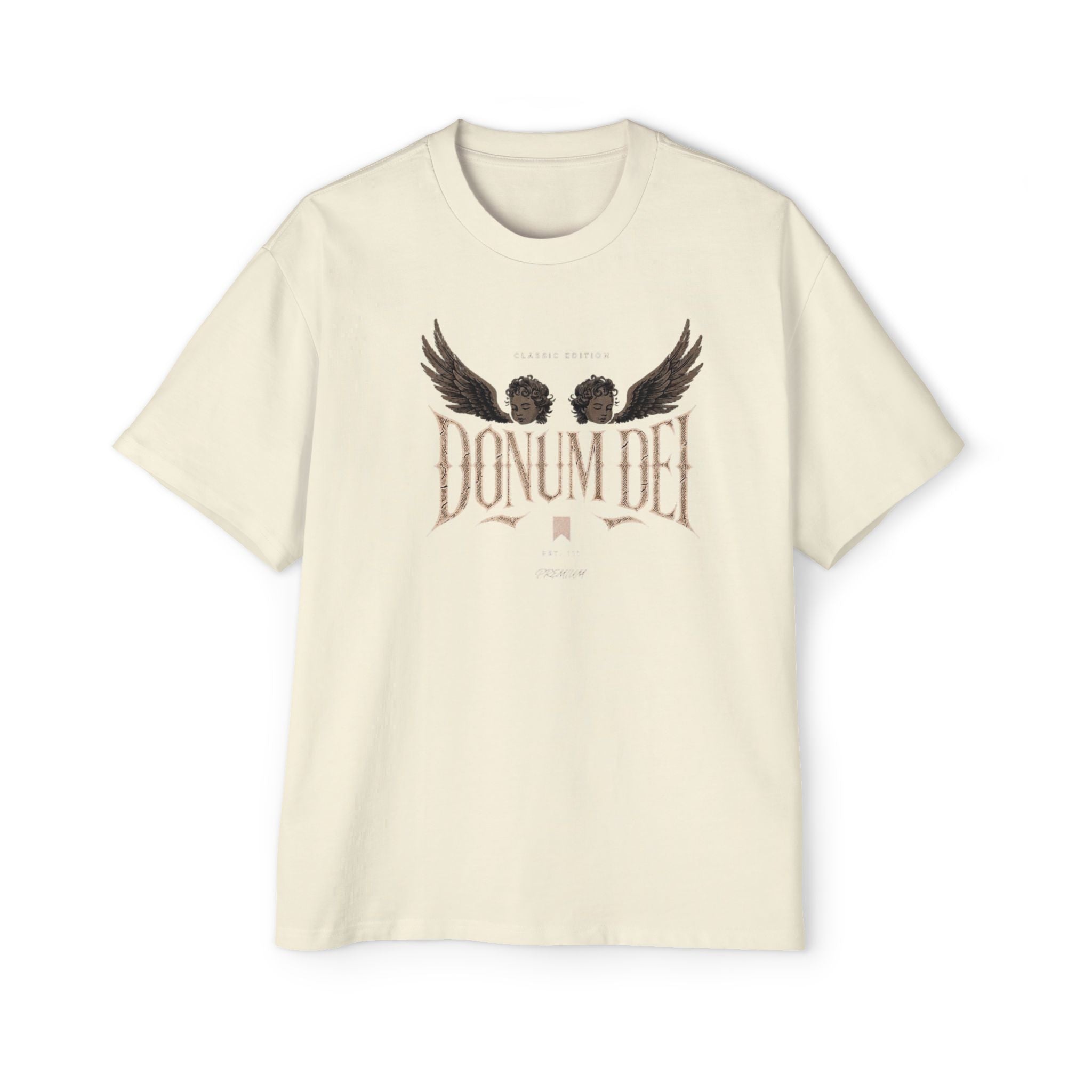 Donum Dei Graphic Tee — Angel Wings Men's Oversized T-Shirt