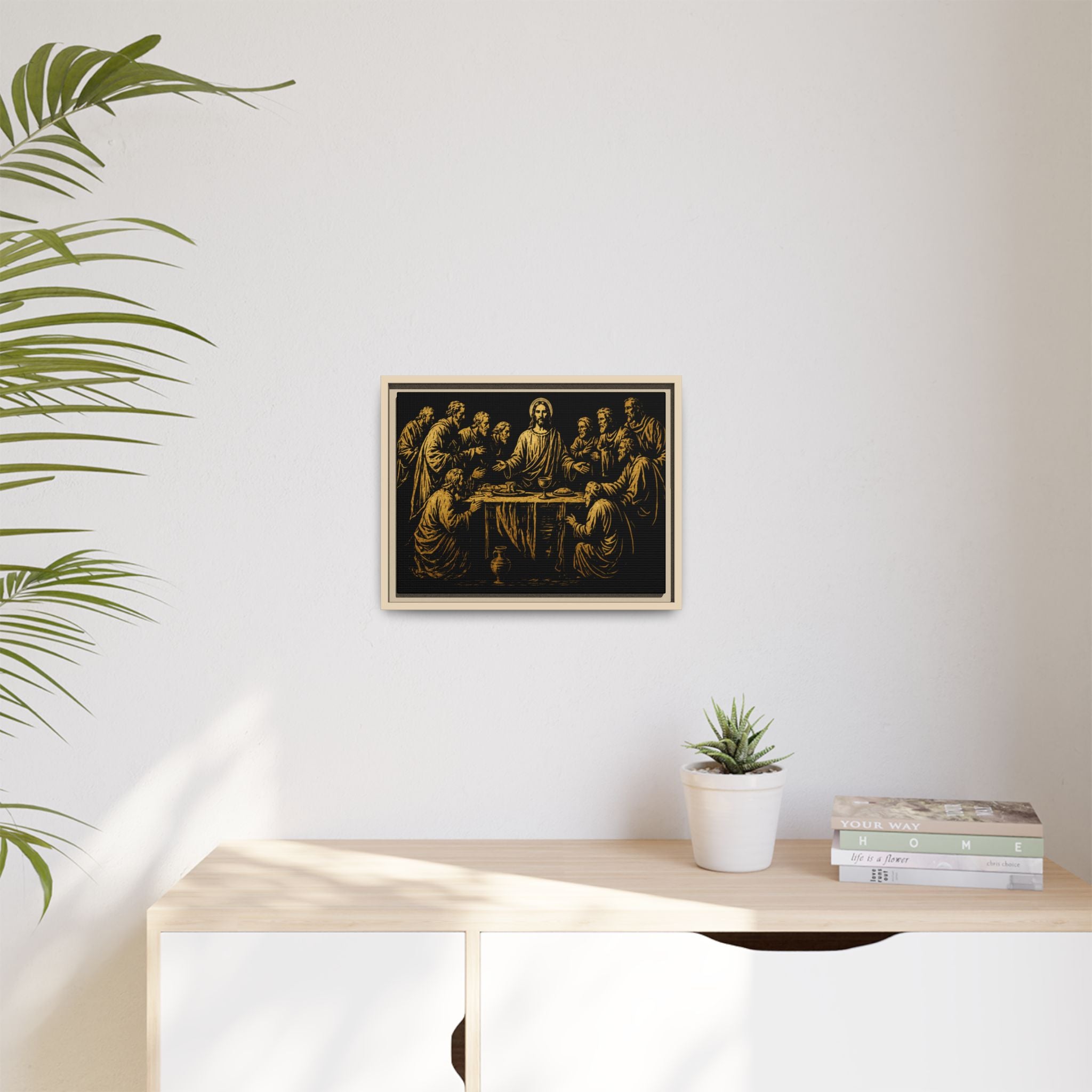 Framed Matte Canvas - The Last Supper Gold Illustration