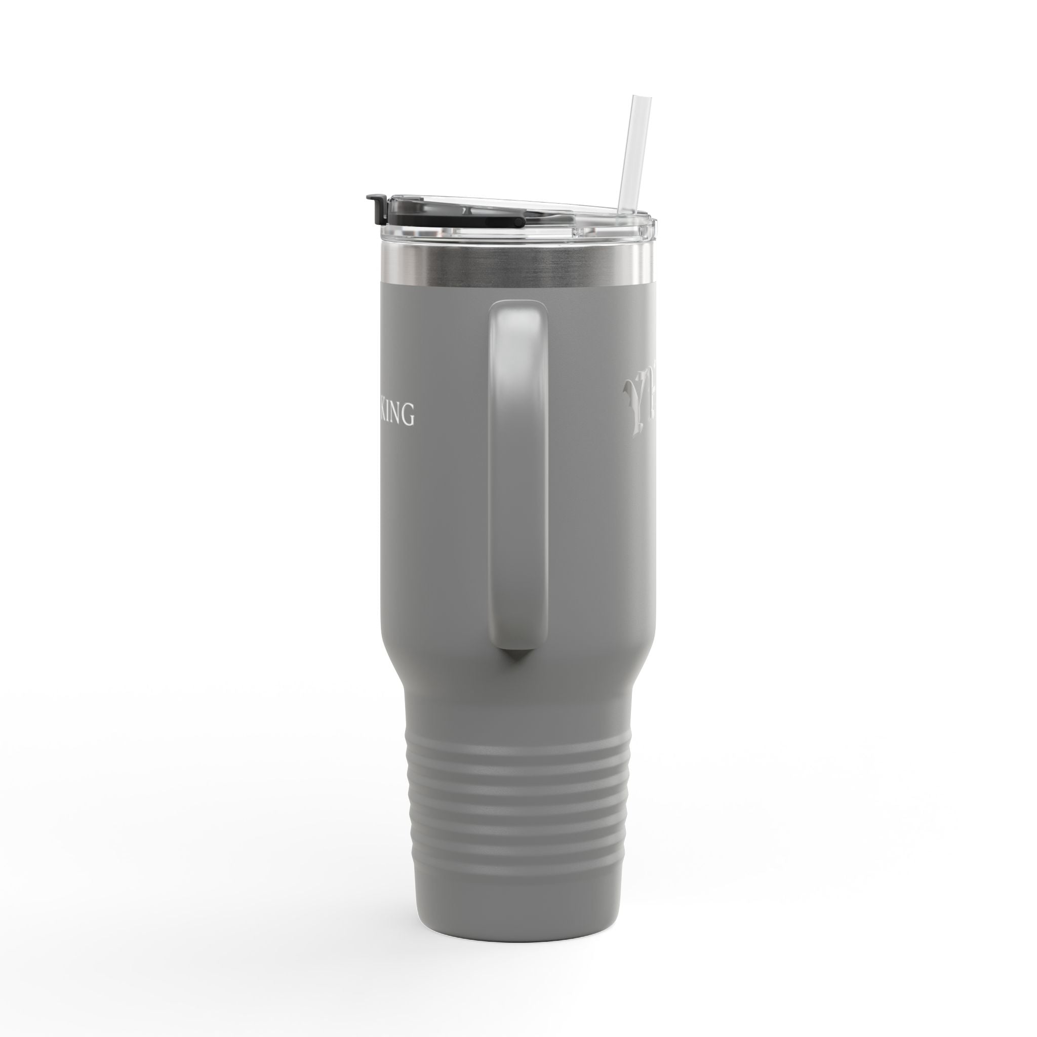40oz Insulated Travel Mug — White Stainless Tumbler with Lid & Straw