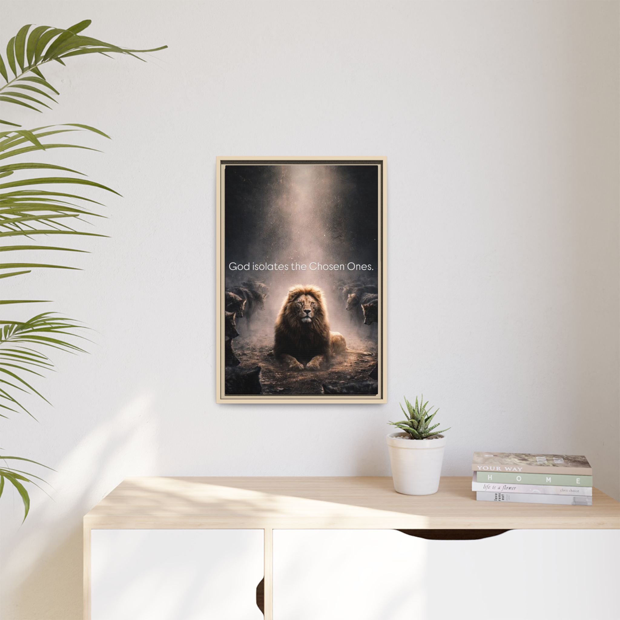 Lion Wall Art - "God Isolate The Chosen Ones" Matte Canvas Framed