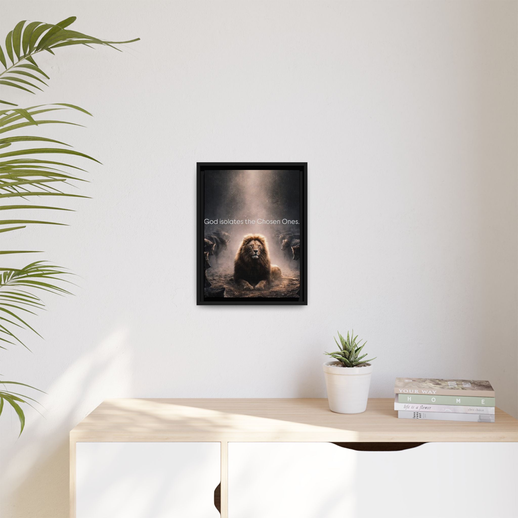 Lion Wall Art - "God Isolate The Chosen Ones" Matte Canvas Framed
