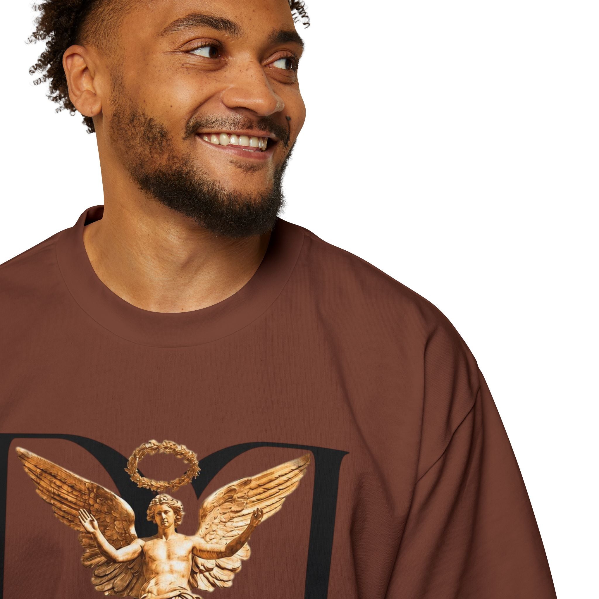 Donum Dei Angel Graphic Tee — Vintage Roman Lettering Men’s Oversized T‑Shirt