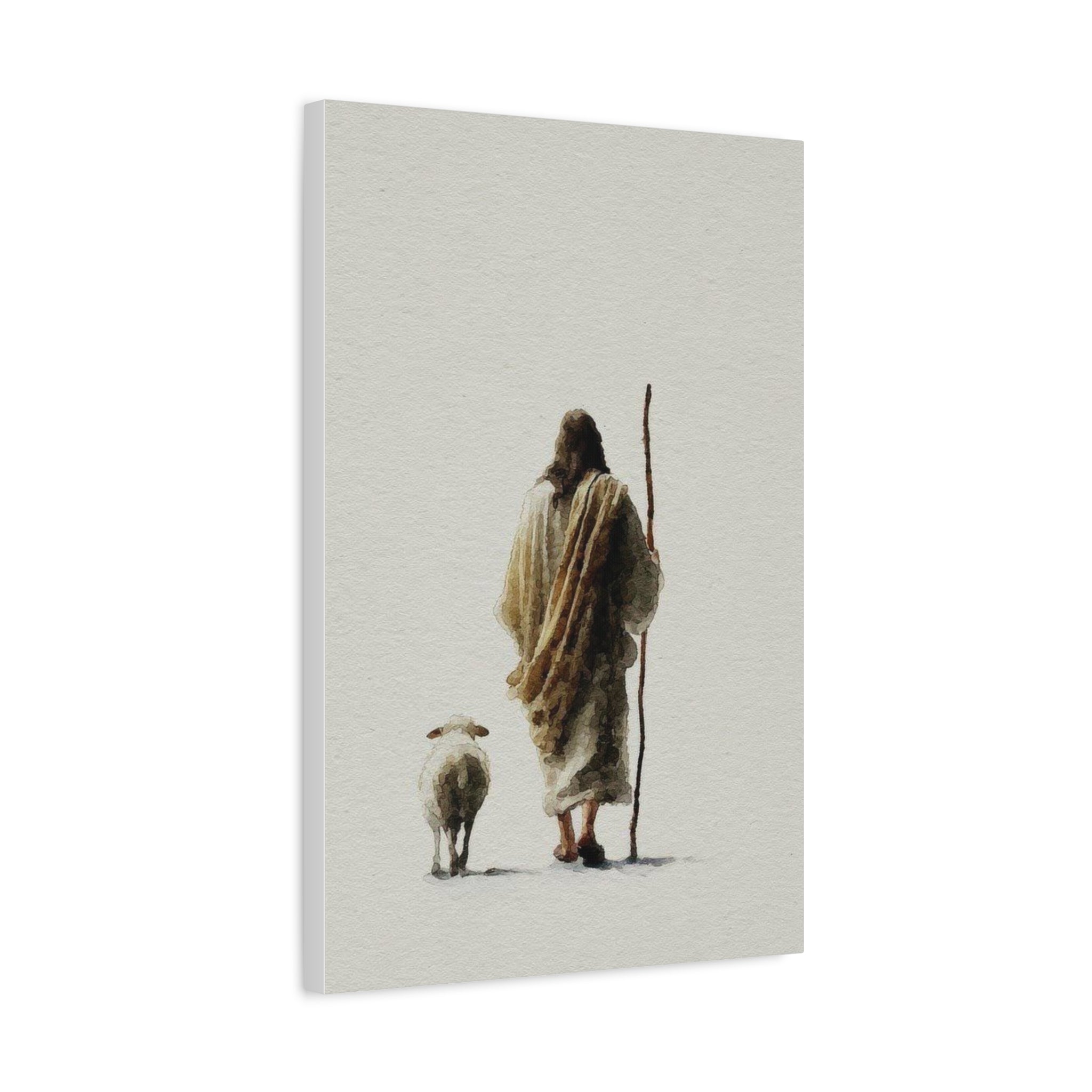 Christian Shepherd Canvas Print – Jesus With Lamb Matte Stretched Wall Art