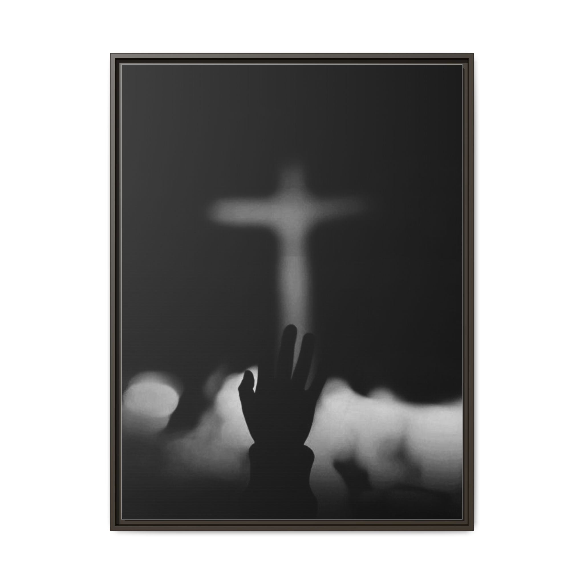 Framed Matte Canvas - Worship Silhouette Cross Wall Art