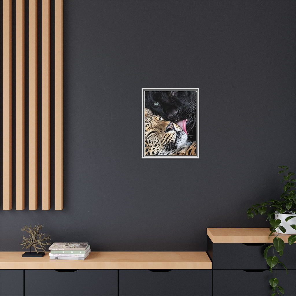 Big Cat Portrait Matte Canvas Framed — 'Perfect' Love-Themed Multi-Color Wall Art