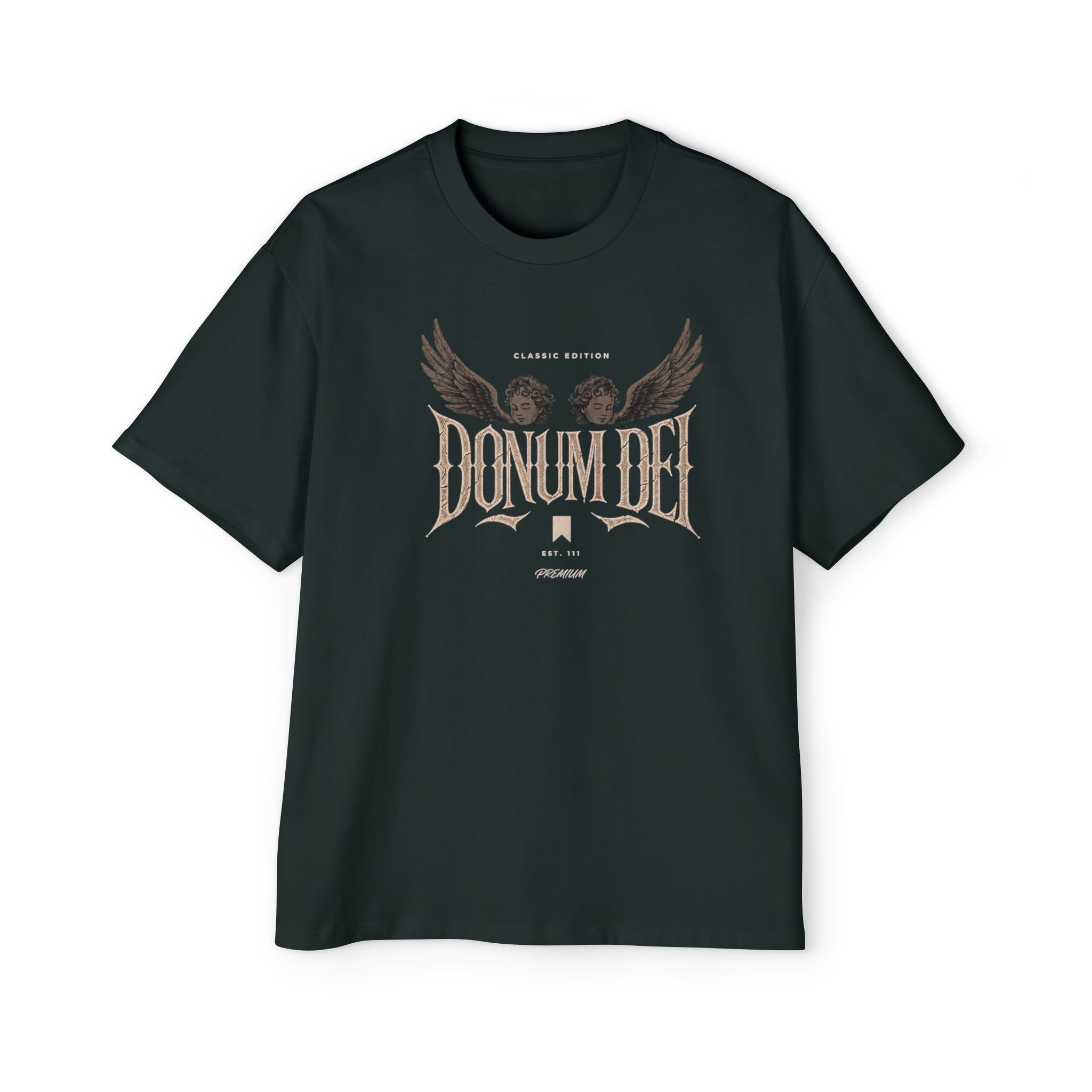 Donum Dei Graphic Tee — Angel Wings Men's Oversized T-Shirt