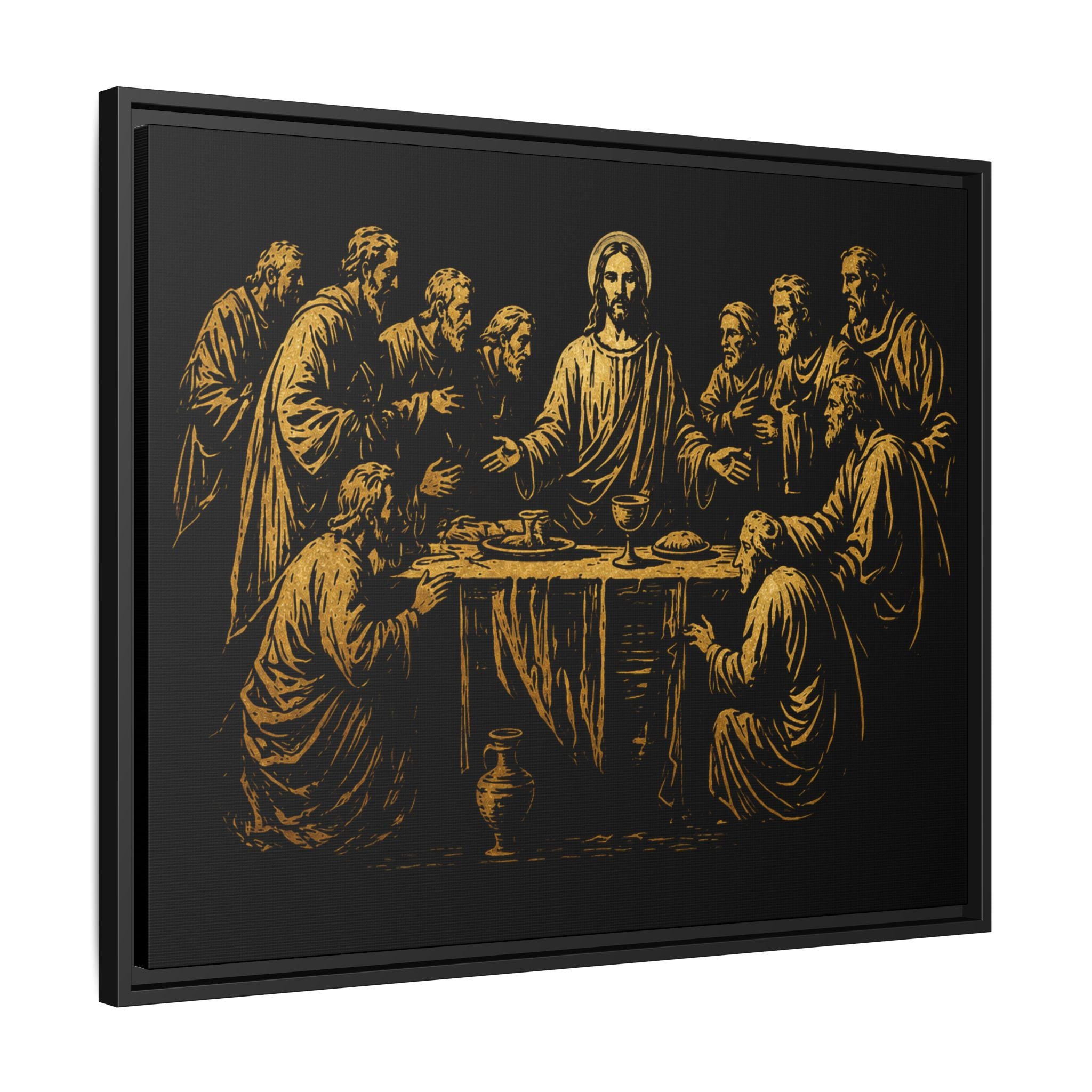 Framed Matte Canvas - The Last Supper Gold Illustration