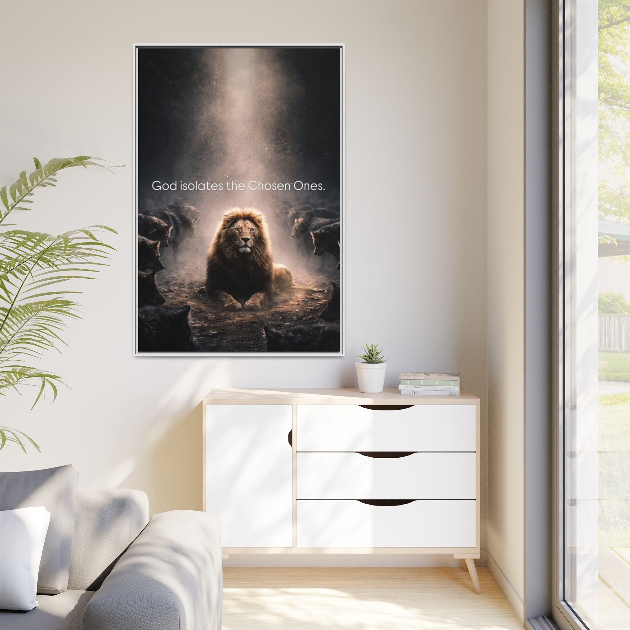 Lion Wall Art - "God Isolate The Chosen Ones" Matte Canvas Framed