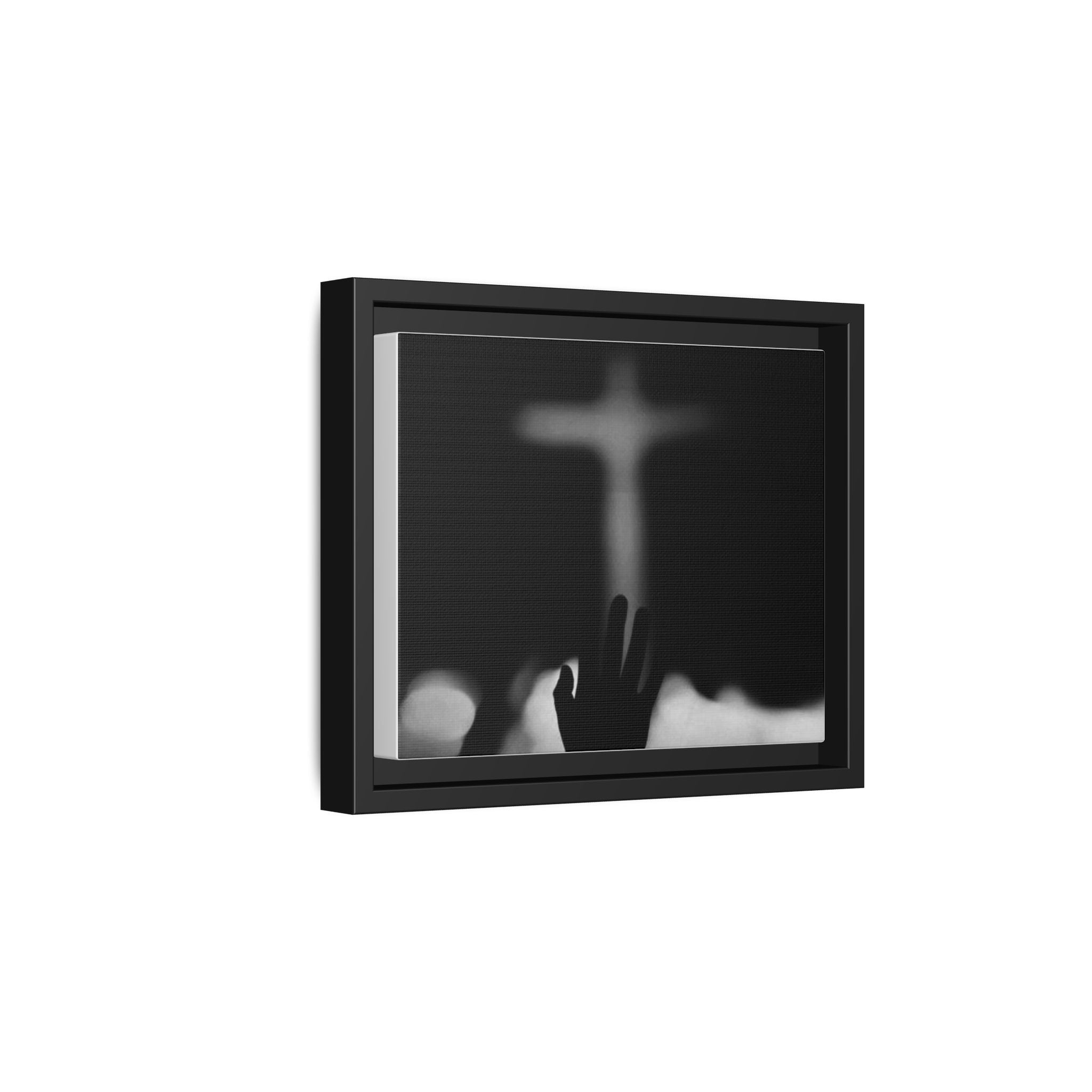 Framed Matte Canvas - Worship Silhouette Cross Wall Art