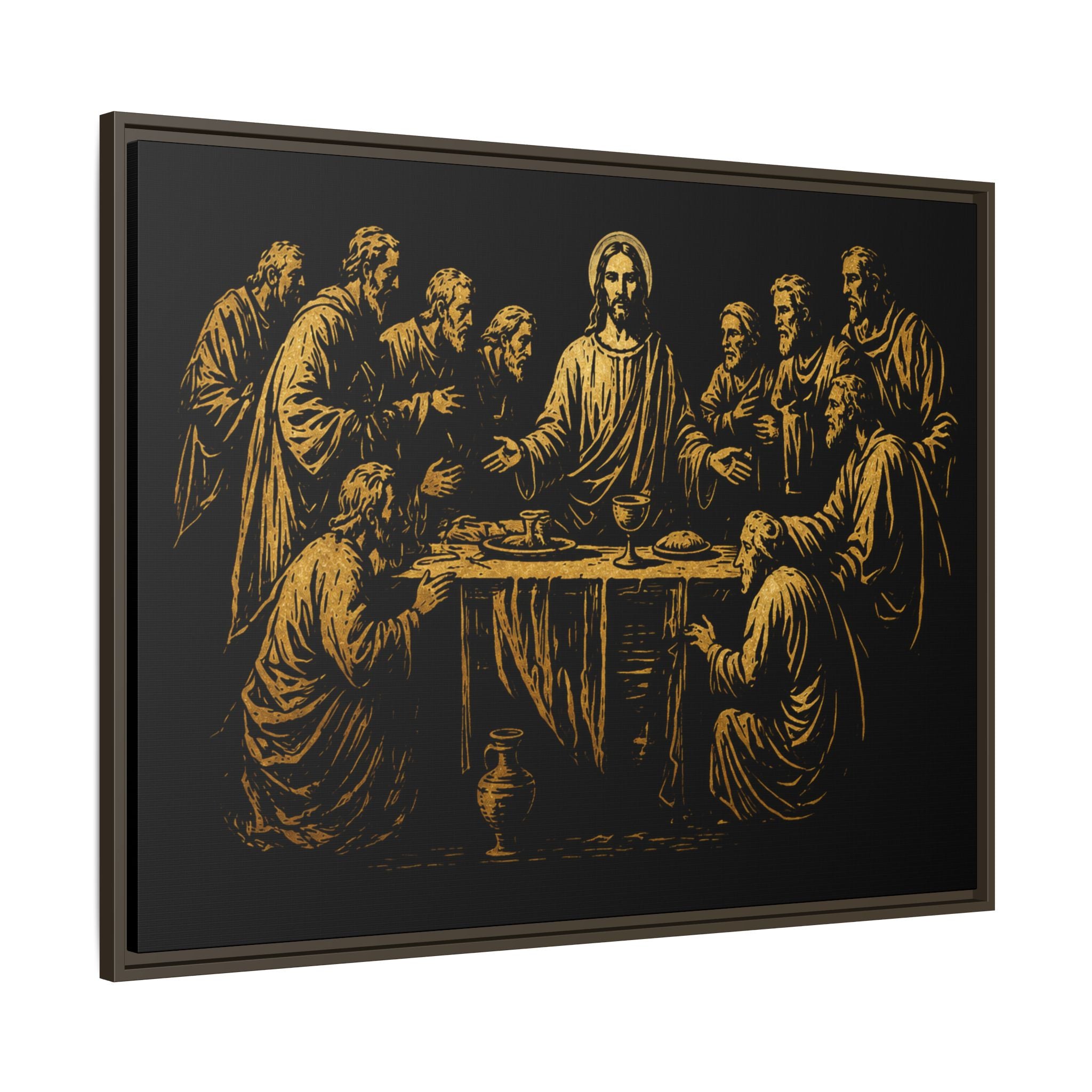 Framed Matte Canvas - The Last Supper Gold Illustration