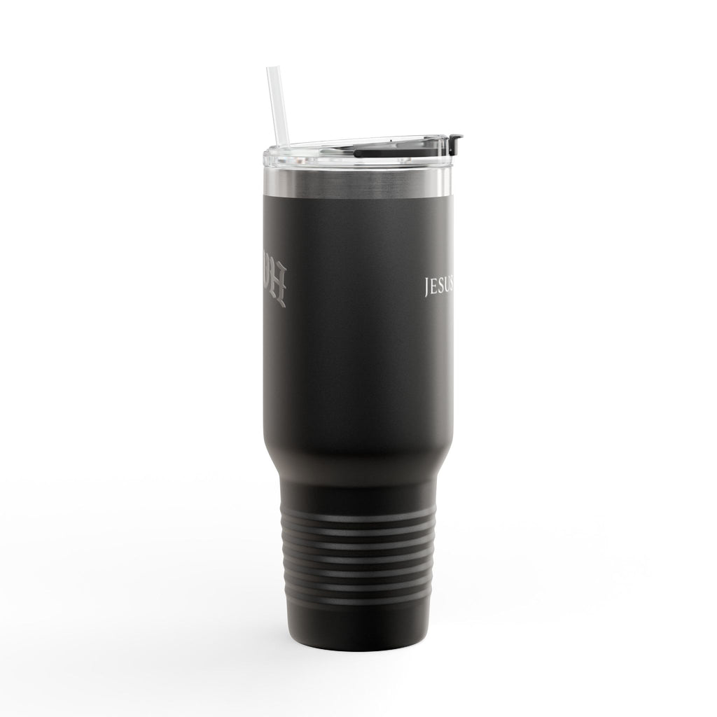 40oz Insulated Travel Mug — White Stainless Tumbler with Lid & Straw