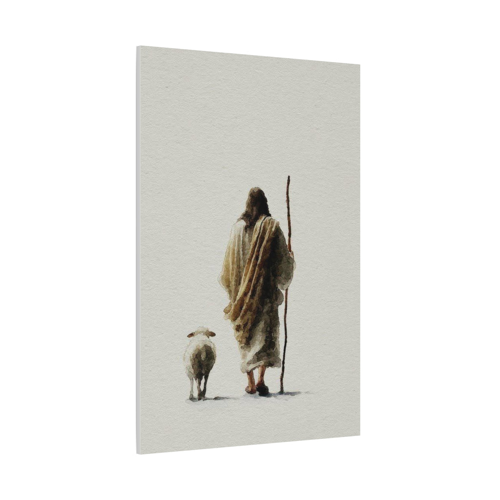 Christian Shepherd Canvas Print – Jesus With Lamb Matte Stretched Wall Art
