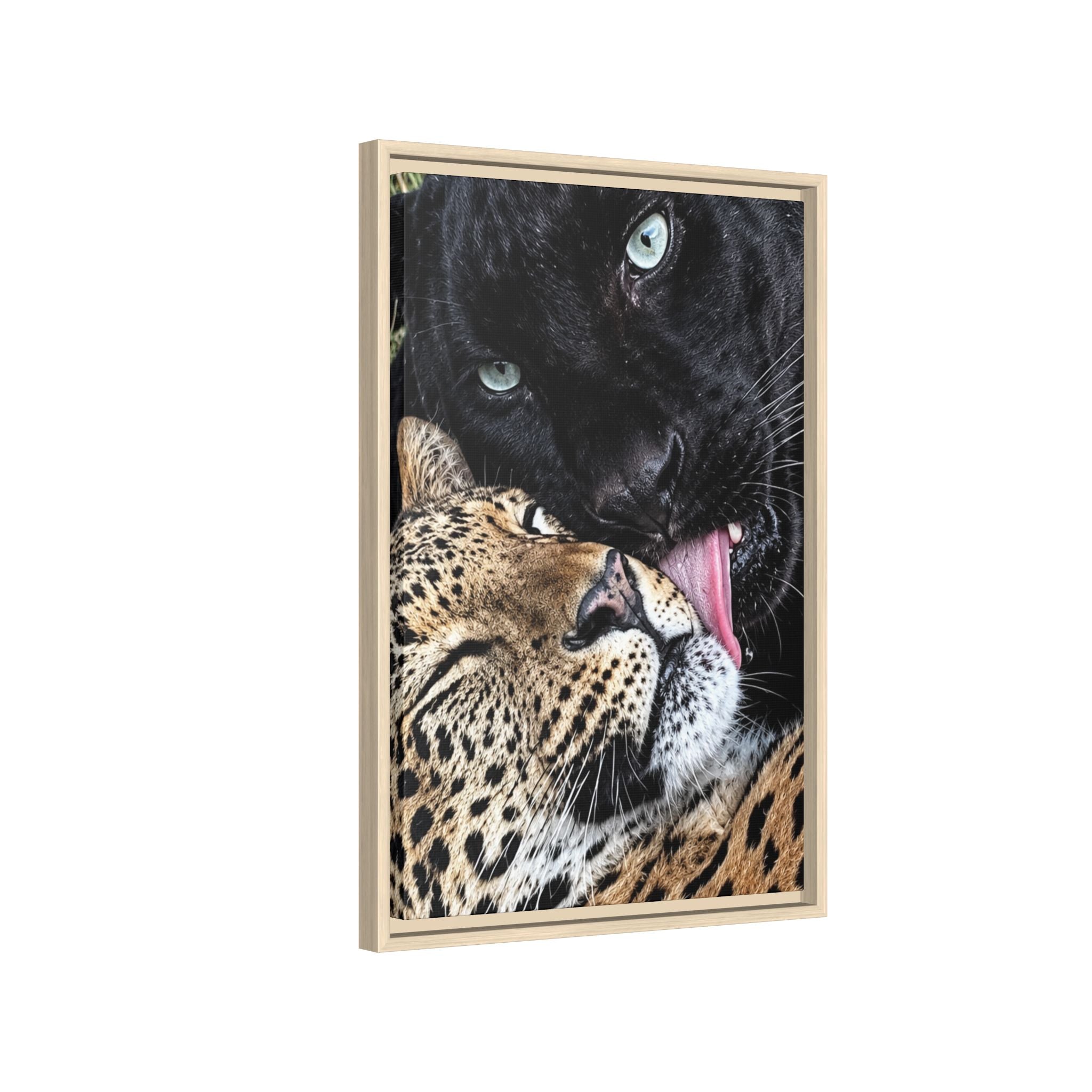 Big Cat Portrait Matte Canvas Framed — 'Perfect' Love-Themed Multi-Color Wall Art
