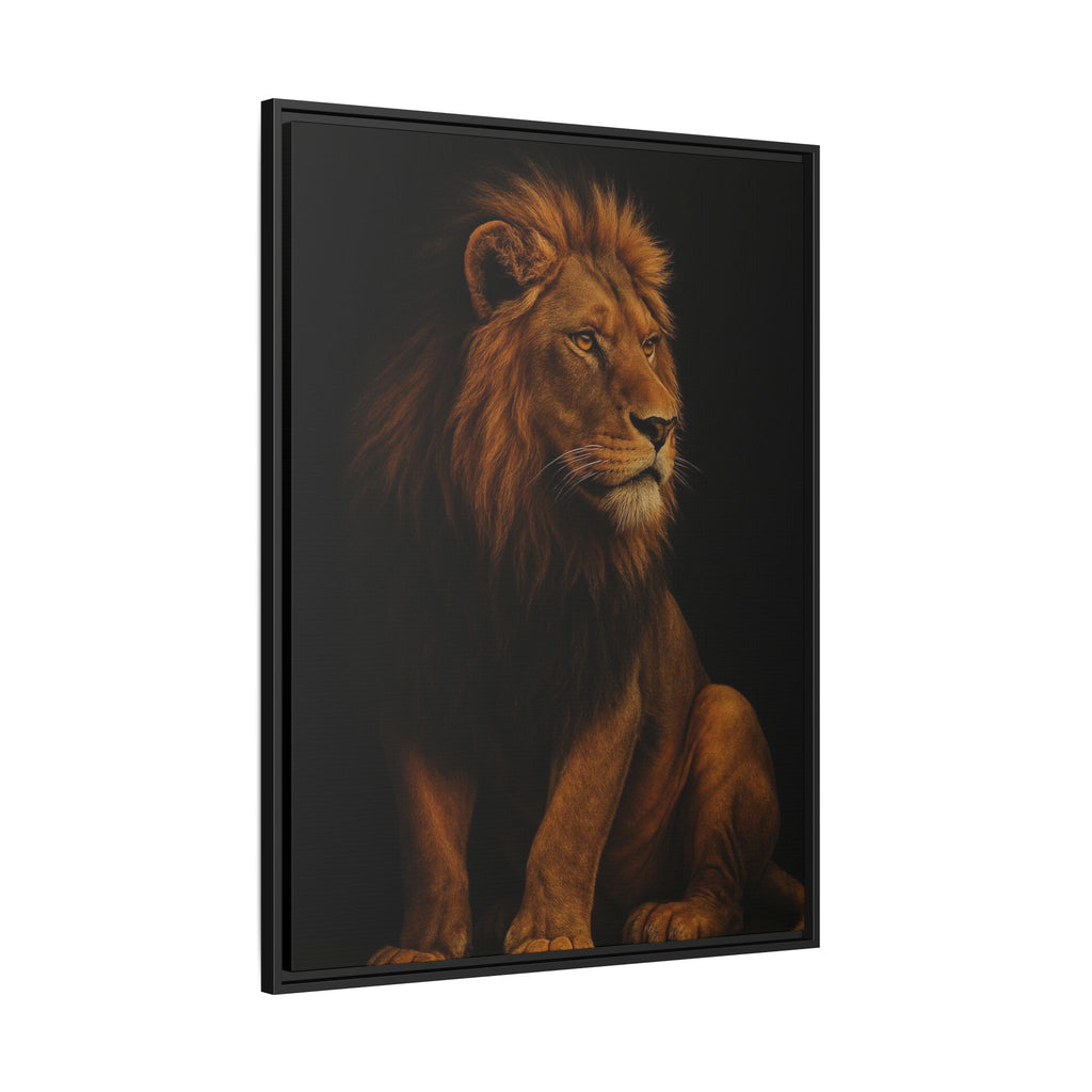 Majestic Lion Framed Canvas Wall Art — Matte Multi-Color