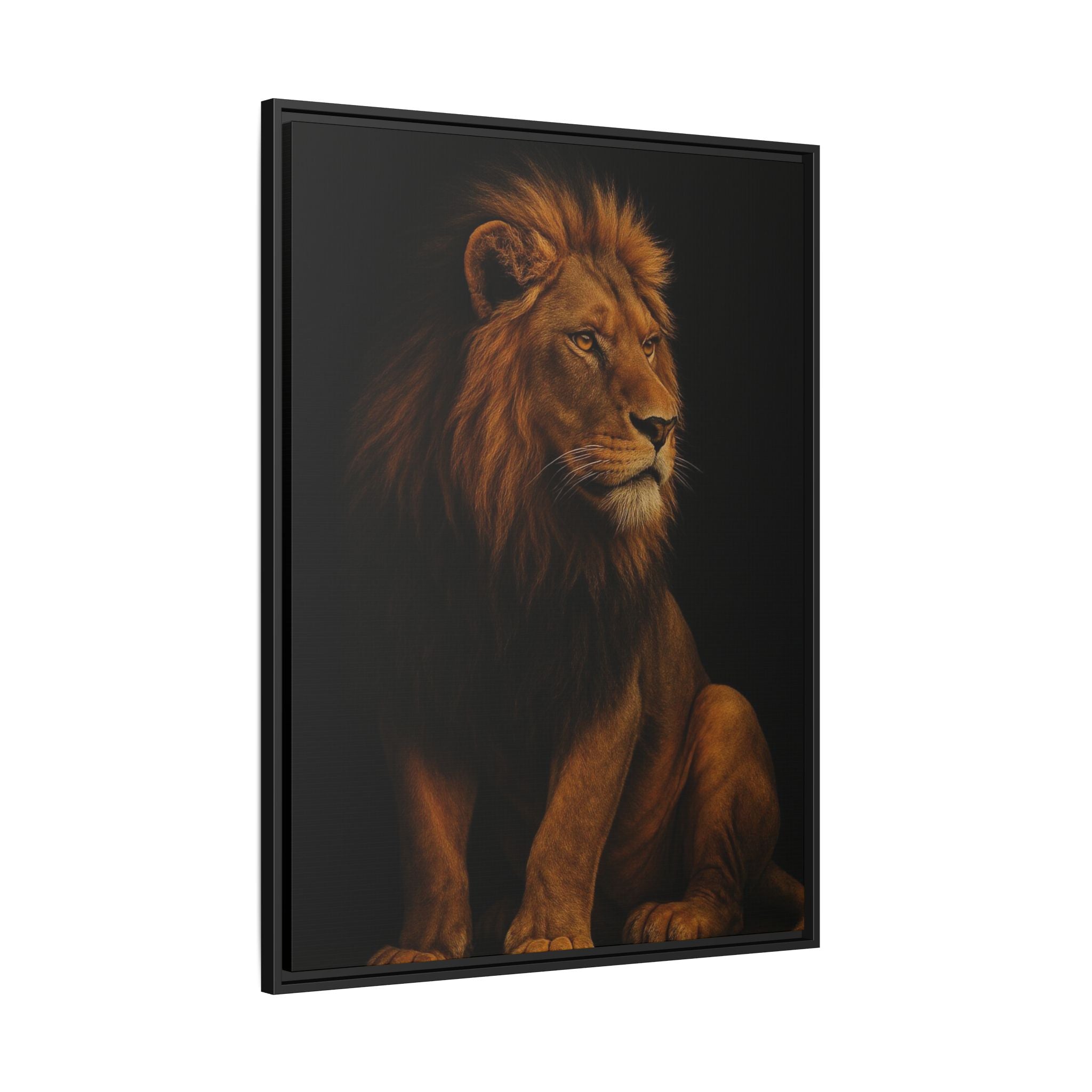 Majestic Lion Framed Canvas Wall Art — Matte Multi-Color