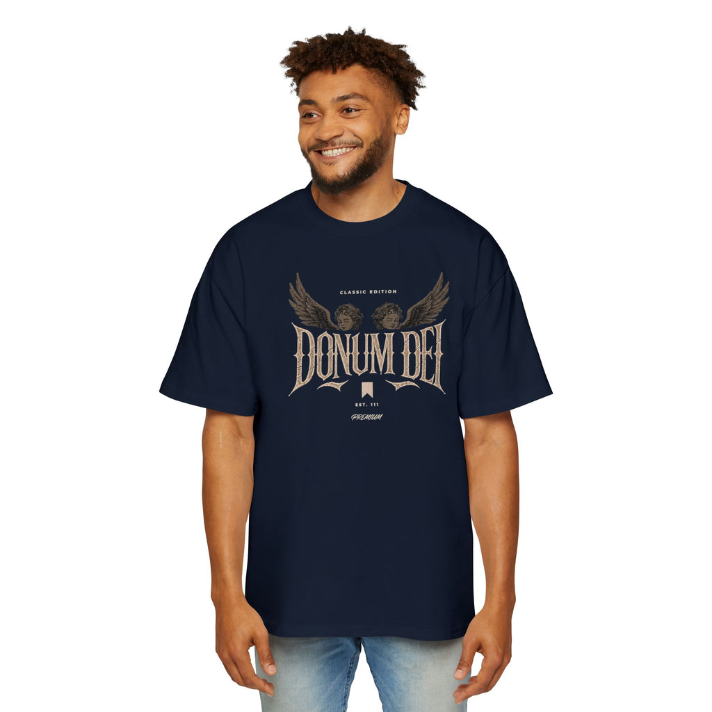 Donum Dei Graphic Tee — Angel Wings Men's Oversized T-Shirt