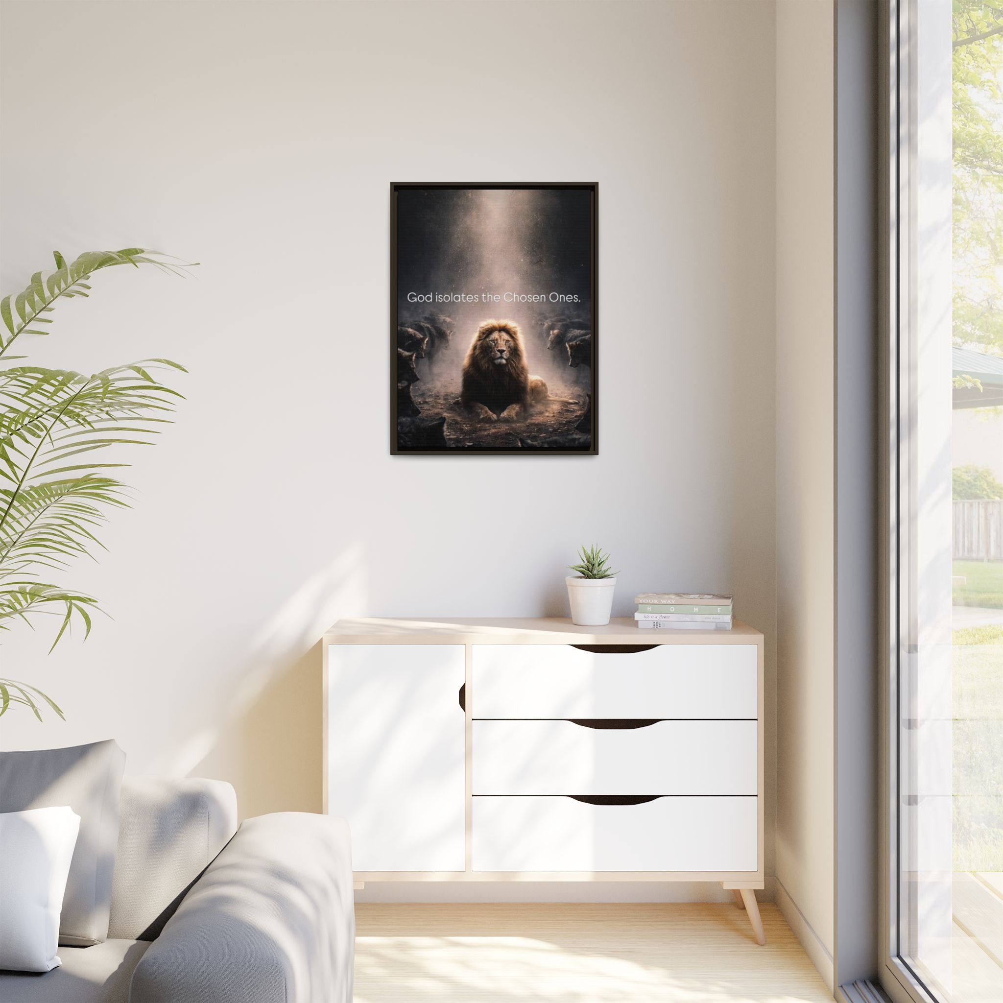 Lion Wall Art - "God Isolate The Chosen Ones" Matte Canvas Framed