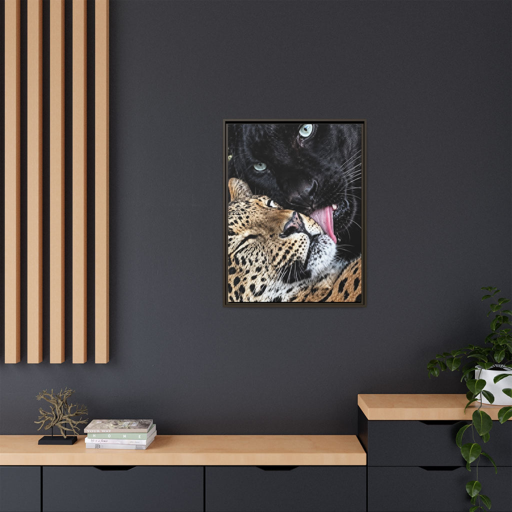 Big Cat Portrait Matte Canvas Framed — 'Perfect' Love-Themed Multi-Color Wall Art