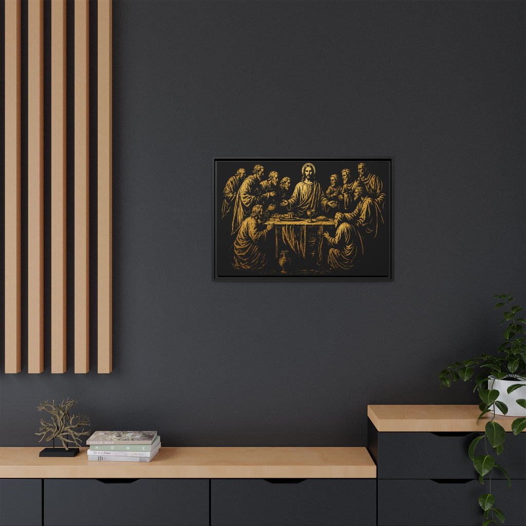 Framed Matte Canvas - The Last Supper Gold Illustration