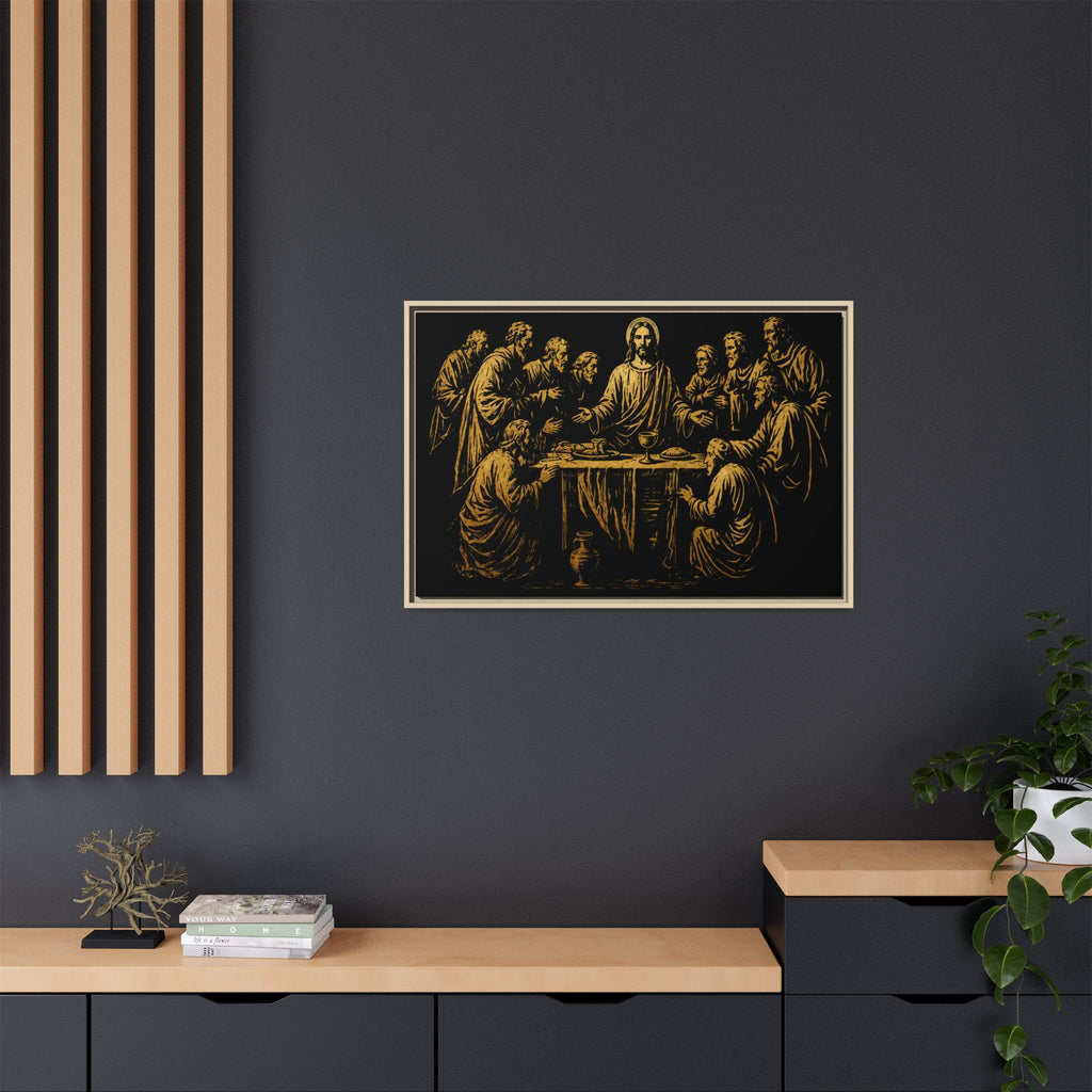 Framed Matte Canvas - The Last Supper Gold Illustration