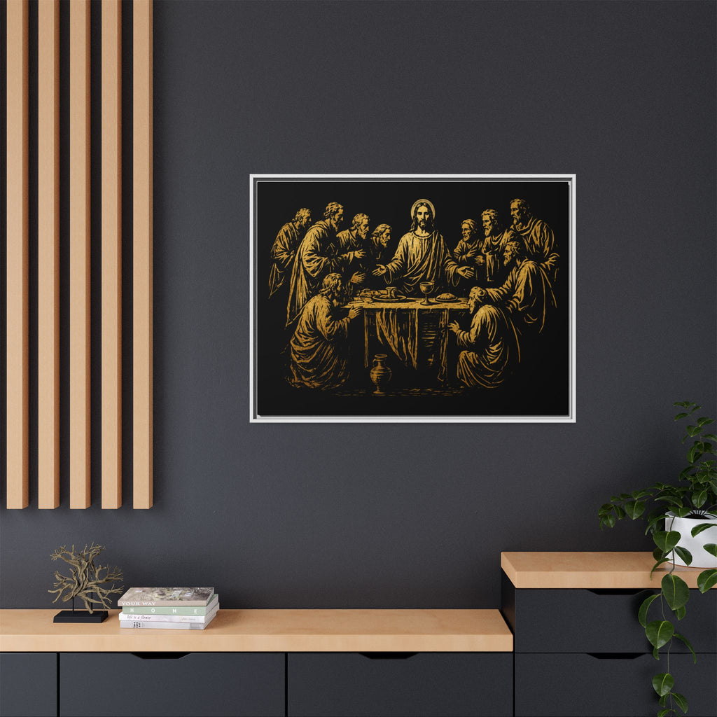 Framed Matte Canvas - The Last Supper Gold Illustration