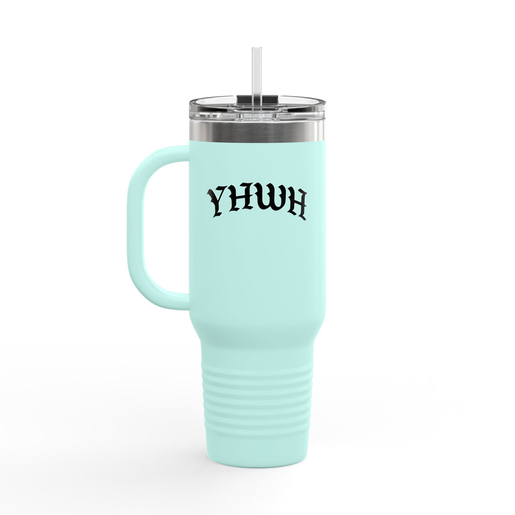 40oz Insulated Travel Mug — White Stainless Tumbler with Lid & Straw