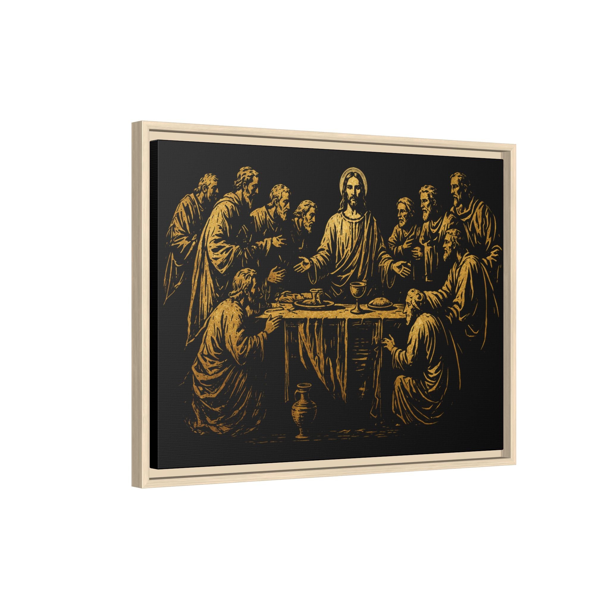 Framed Matte Canvas - The Last Supper Gold Illustration