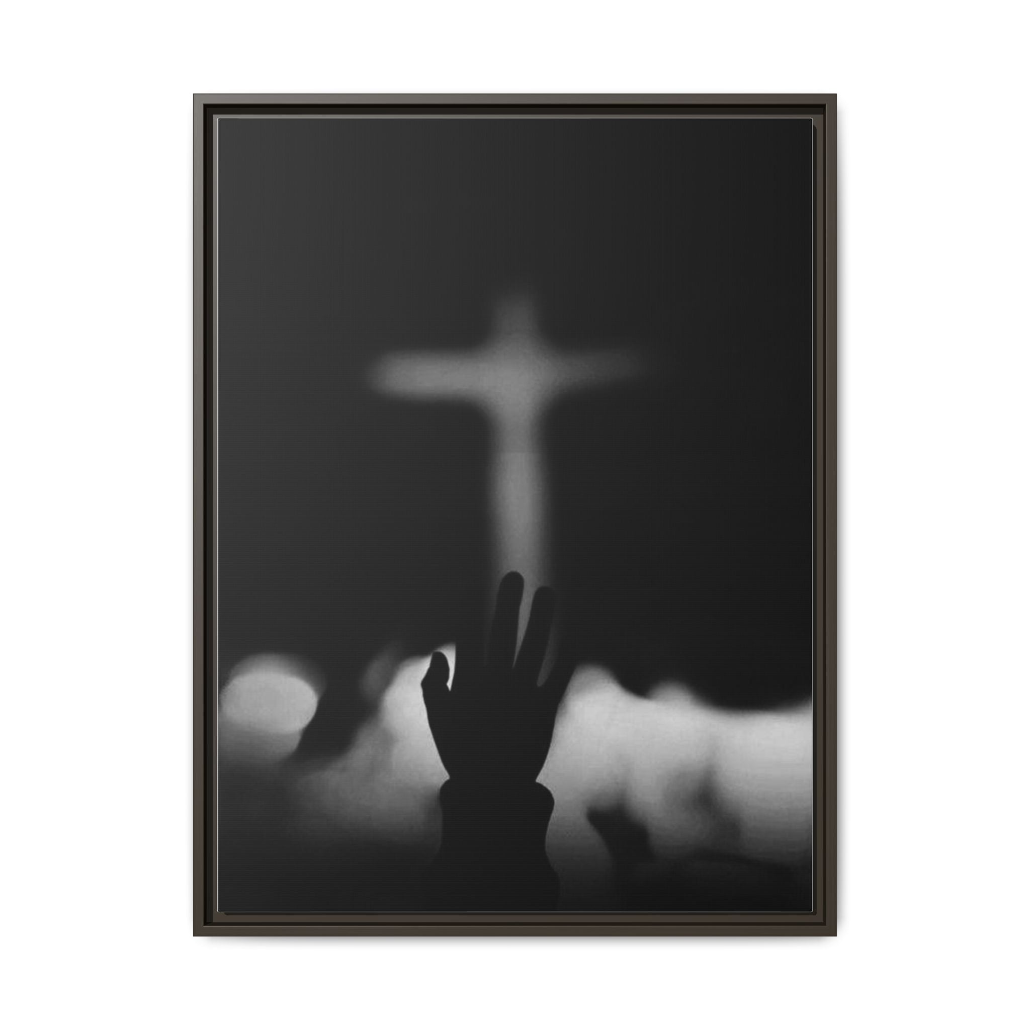 Framed Matte Canvas - Worship Silhouette Cross Wall Art