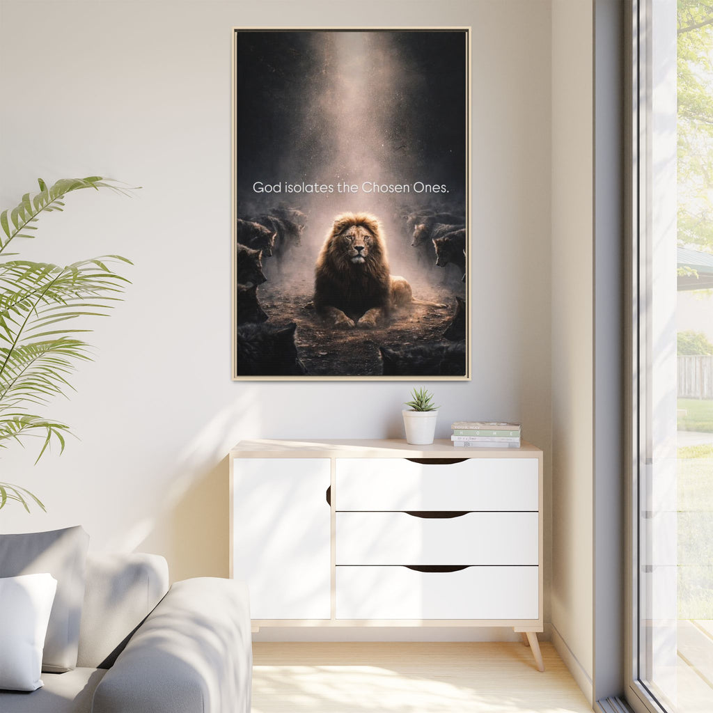 Lion Wall Art - "God Isolate The Chosen Ones" Matte Canvas Framed