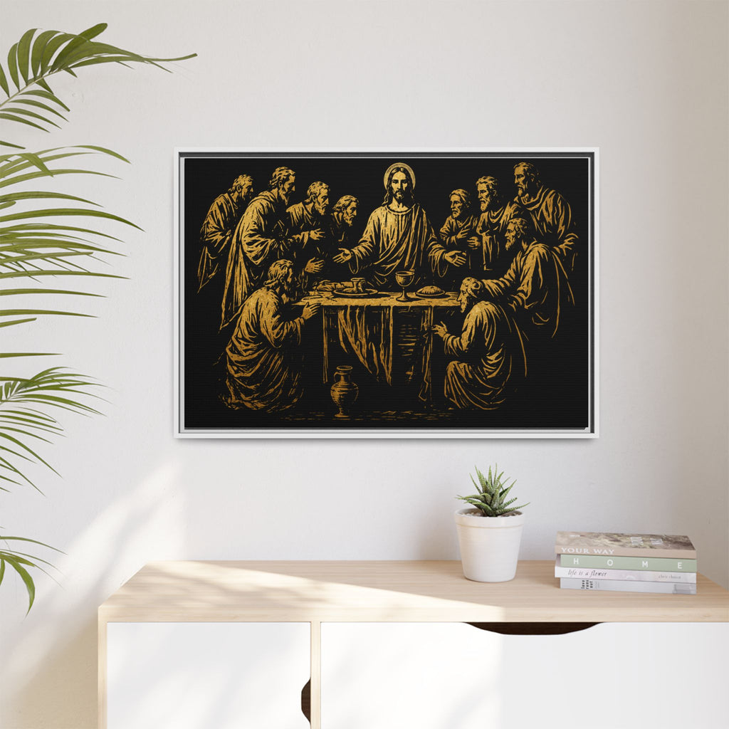 Framed Matte Canvas - The Last Supper Gold Illustration