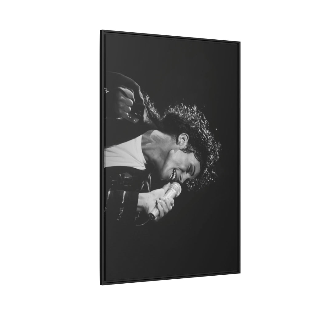 Black & White Rock Singer Matte Canvas Print (Framed)