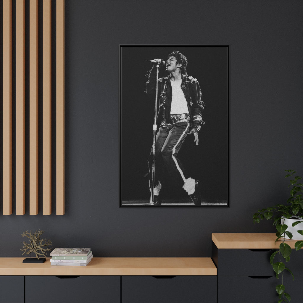 Framed Matte Canvas – Vintage Black & White Stage Performer Print