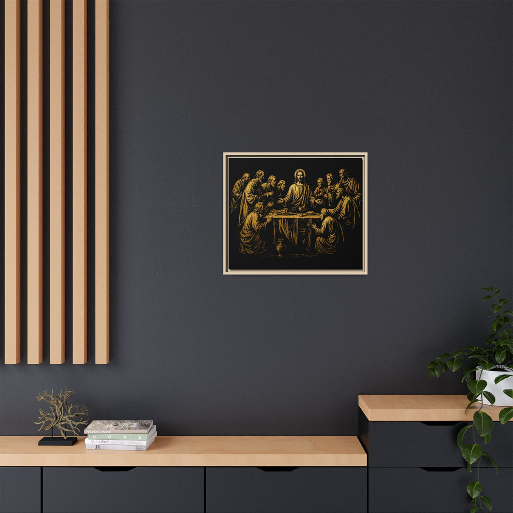 Framed Matte Canvas - The Last Supper Gold Illustration