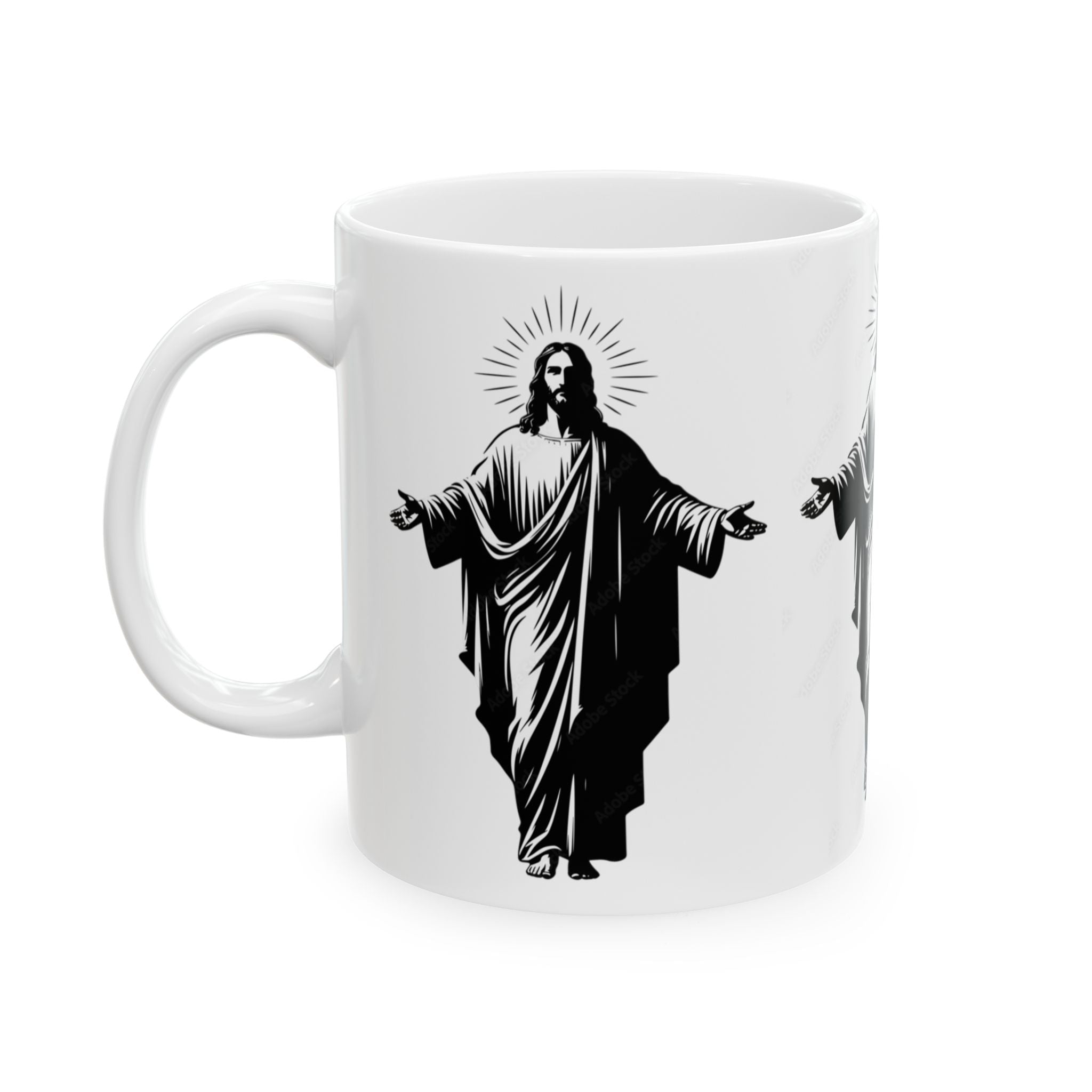 Jesus Mirror Ceramic Mug (11oz & 15oz) – Inspirational Religious Coffee Cup