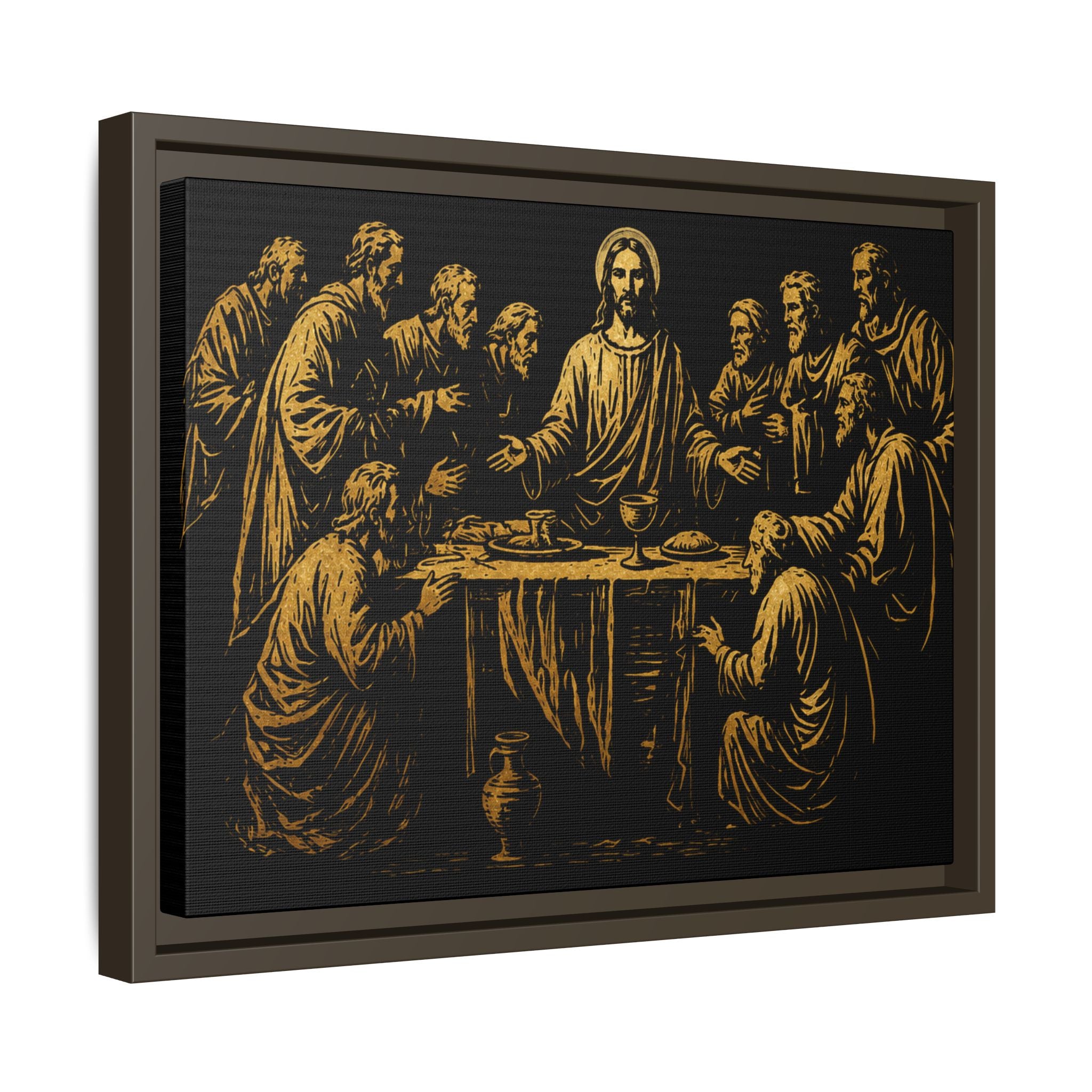 Framed Matte Canvas - The Last Supper Gold Illustration