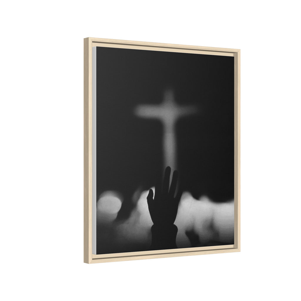Framed Matte Canvas - Worship Silhouette Cross Wall Art