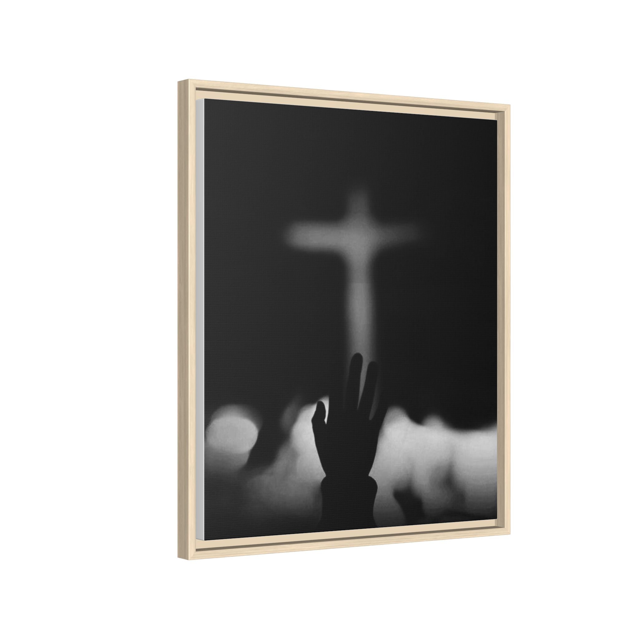 Framed Matte Canvas - Worship Silhouette Cross Wall Art
